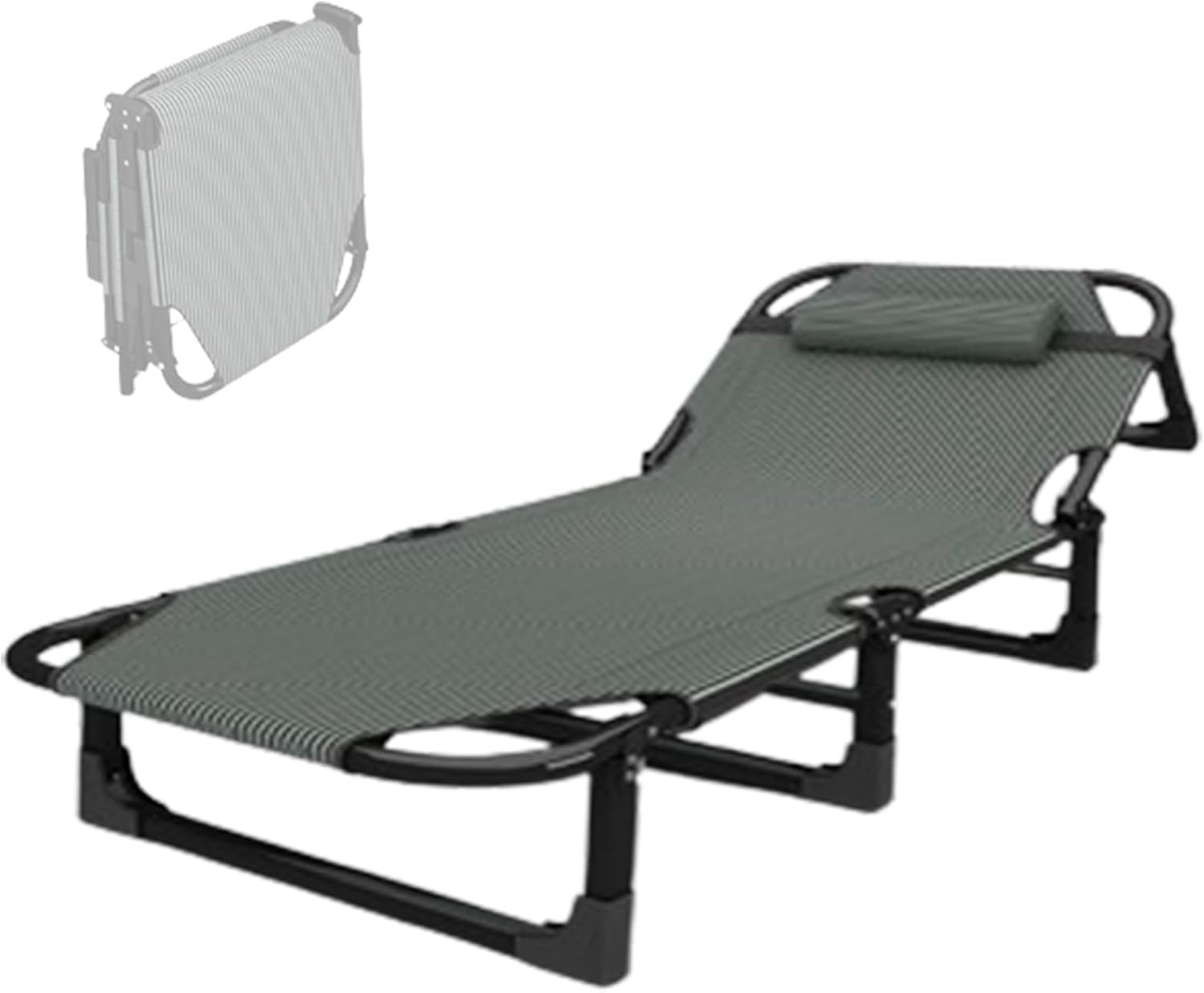 Foldable Bed with Pillow, Multi Use Fold Up Bed with Adjustable 4-Positions Portable Bed for Adults Lightweight Camping Cot for Home, Office Outdoor, Capable of Bearing Up to 1