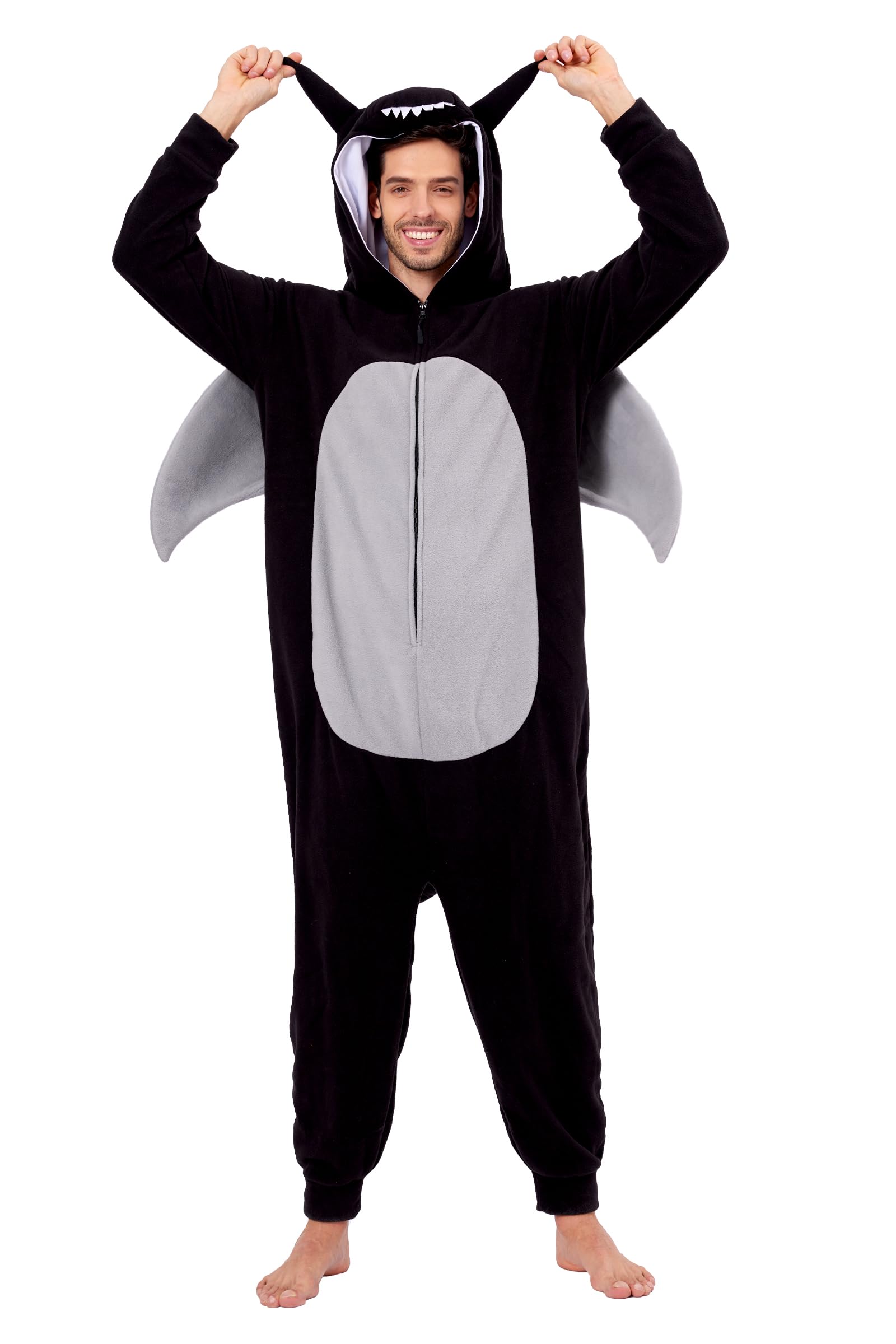 dressfan Unisex Pigiama da Drago Onesie Costumi,Nero Animali Drago Monopezzi Pigiama Halloween Carnevale Costumi e Cosplay,Regali di Natale per Donna Uomo