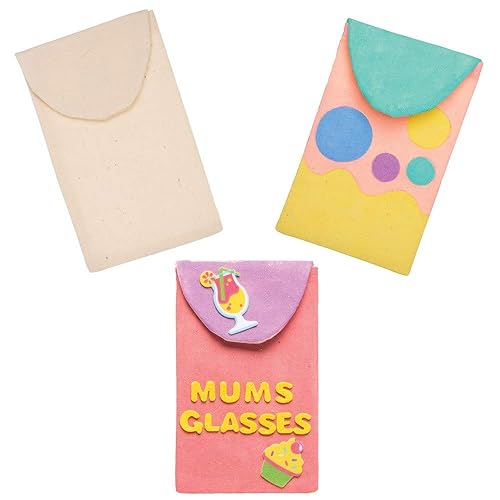 Baker Ross AT410 Make Your Own Glasses Case - Paquete de 3, fundas de tela de lona en blanco para gafas