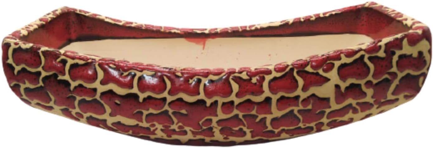 India Meets India Ceramic Boat Shaped Planter Flower Pots Indoor Outdoor Planter, Handicraft by Awarded Indian Artisan (10" Inch, Cream)