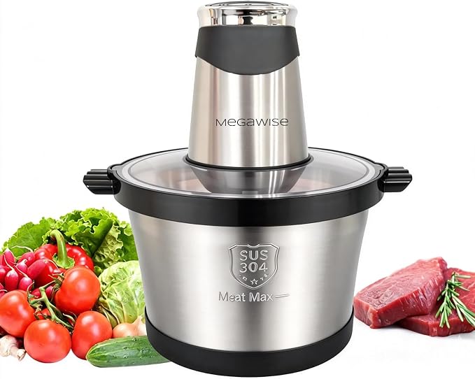 MEGAWISE Electric Food Processor, 1000W Meat Grinder & Vegetable Chopper