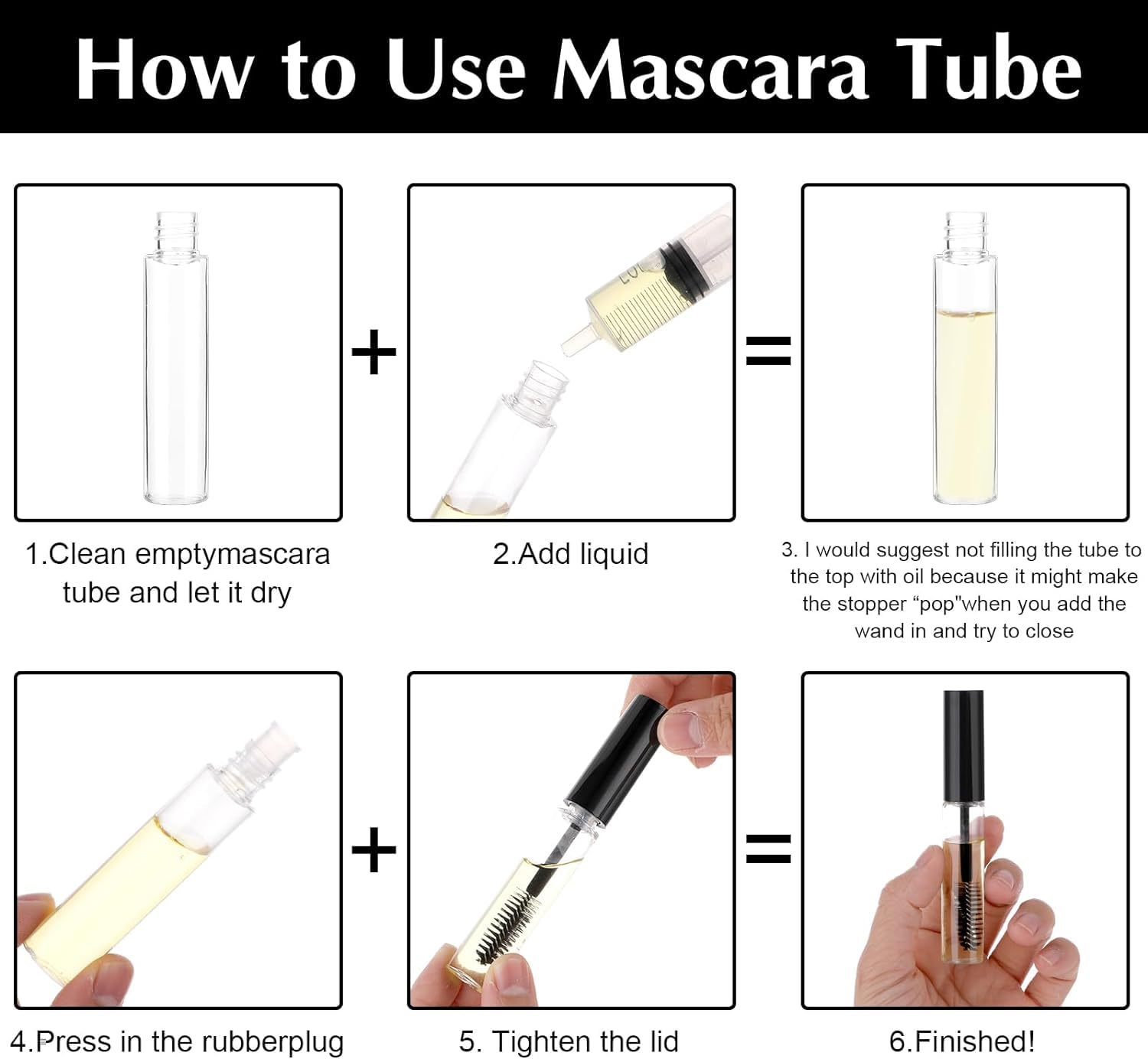 RAJry 2Pcs of 7ml Empty Tube Eyelash Cream Mascara Wand Container Bottle Vials with Brush and Plugs DIY 2