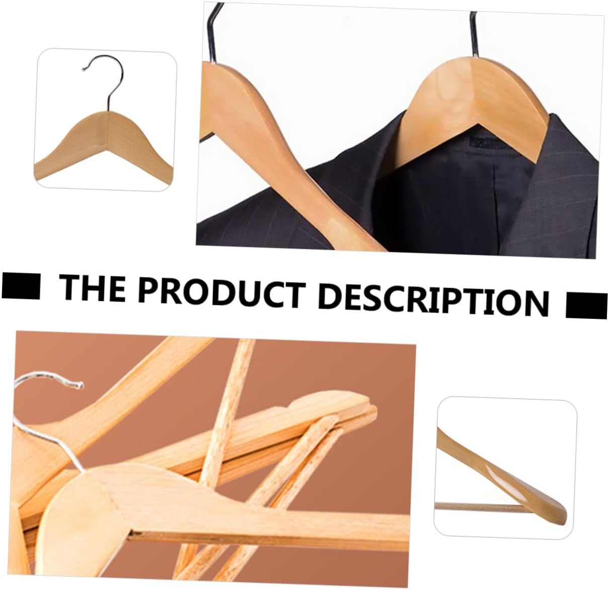 6Pcs Suit Hangers with Anti-Skid Wide Shoulders and Strong Load-Bearing for Coats Jackets Pants Retro Style Clothes Hangers for Home Hotel Dormitory Storage