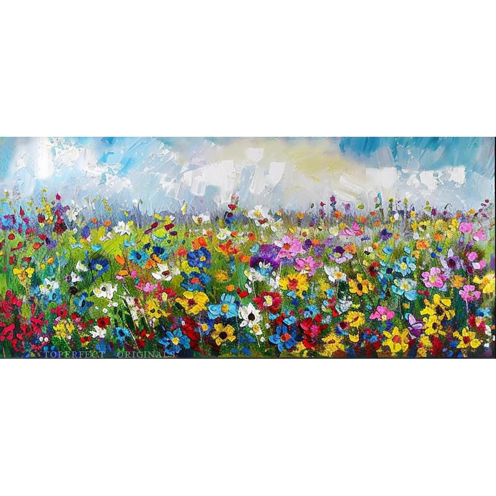Amazon.co.jp: 29 枚の大きなオリジナル花畑アート、キャンバスに描か