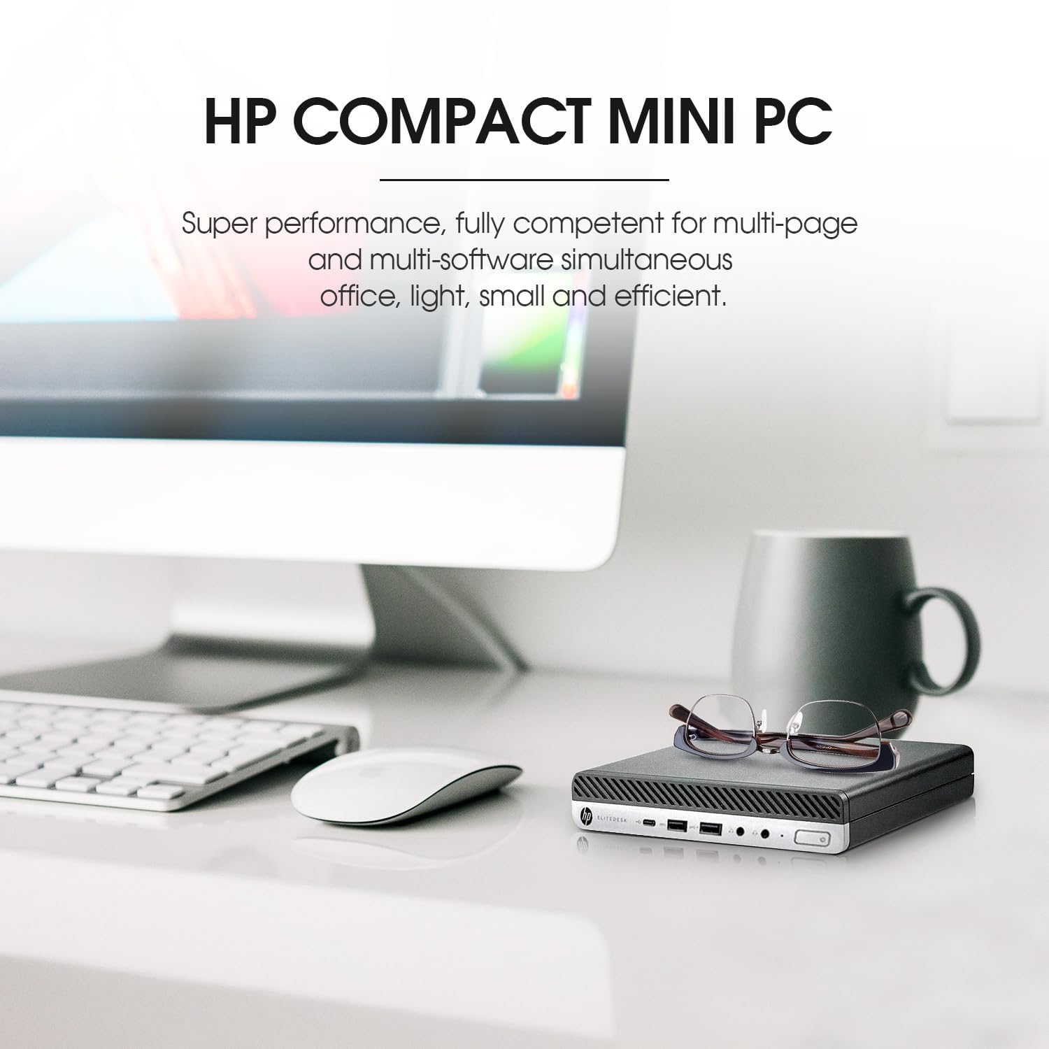 HP EliteDesk 800 G3 Mini‌ Desktop Tiny PC, Intel Core i5-7500T, 8 GB RAM, 256 GB SSD, WiFi & Bluetooth, Tastiera US QWERTY, Windows 11 Pro (Ricondizionato)