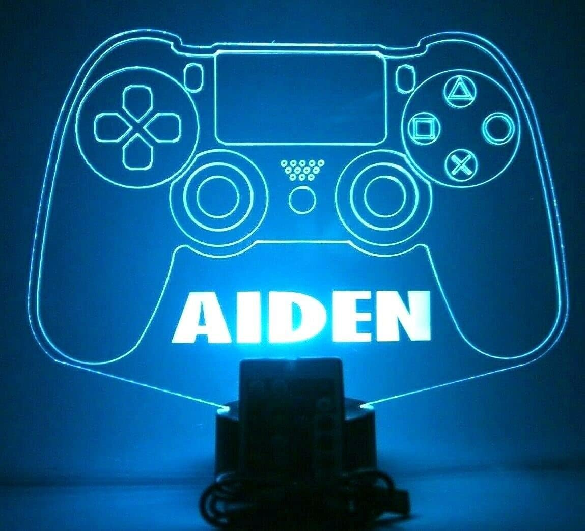 Video Game Controller Gamer Name Gamertag Gaming Room Games Gift Bedroom Night Light Up Table Desk Lamp LED Free Engraved Custom Personalized Room Decor With Remote, 16 Color Options, It's WOW
