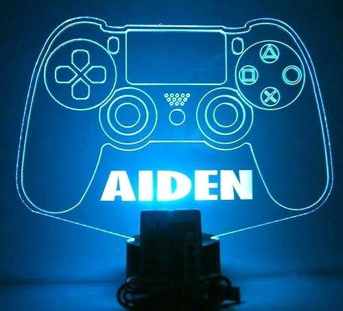 Controlador de videojuegos, nombre de jugador, Gamertag, juegos de sala de juegos, regalo para dormitorio, lámpara de escritorio iluminada por la