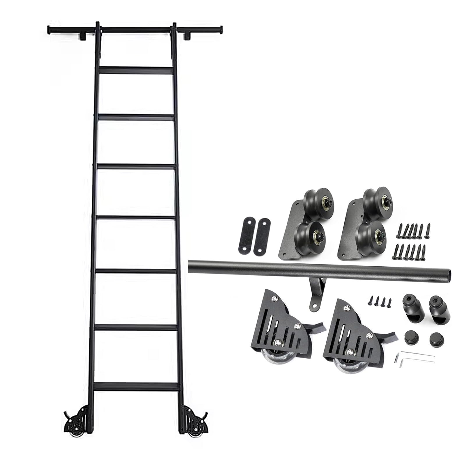Système de rails coulissants pour échelle de bibliothèque réglable 16 pieds pour loft et salon