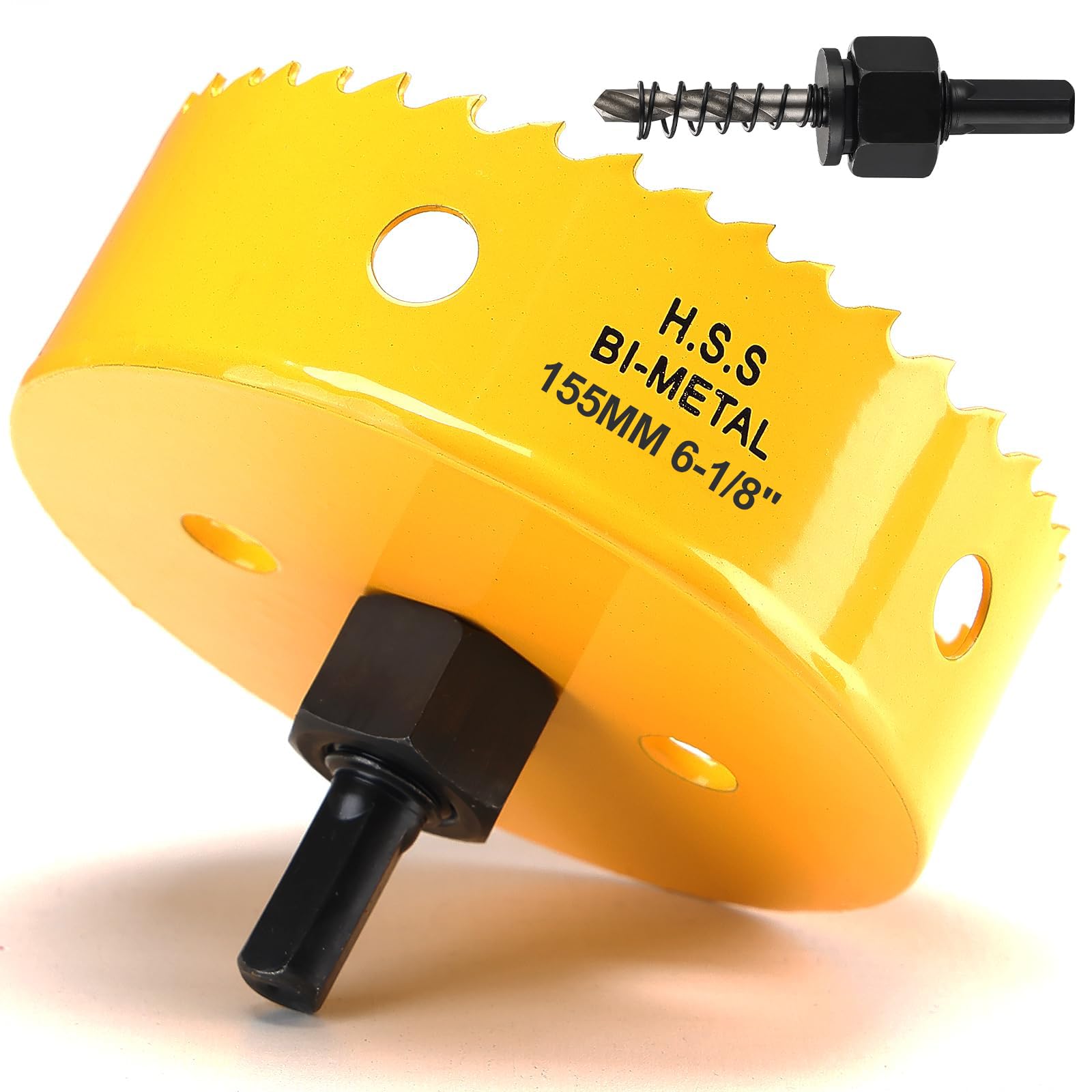 155 mm Hole Saw, Bi-Metal Circular Saw for Wood, HSS Hole Drill Bit with 35 mm Cutting Depth for Plastic, Plasterboard, Dunes Metal Panels — image 1
