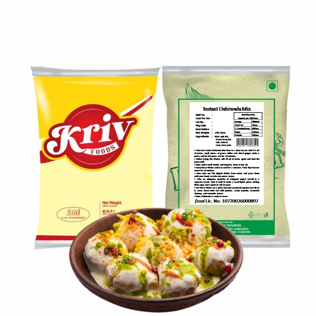 Kriv Foods Instant Dahiwada Mix 750Gms.(Pack of 3, 250 Gms each)
