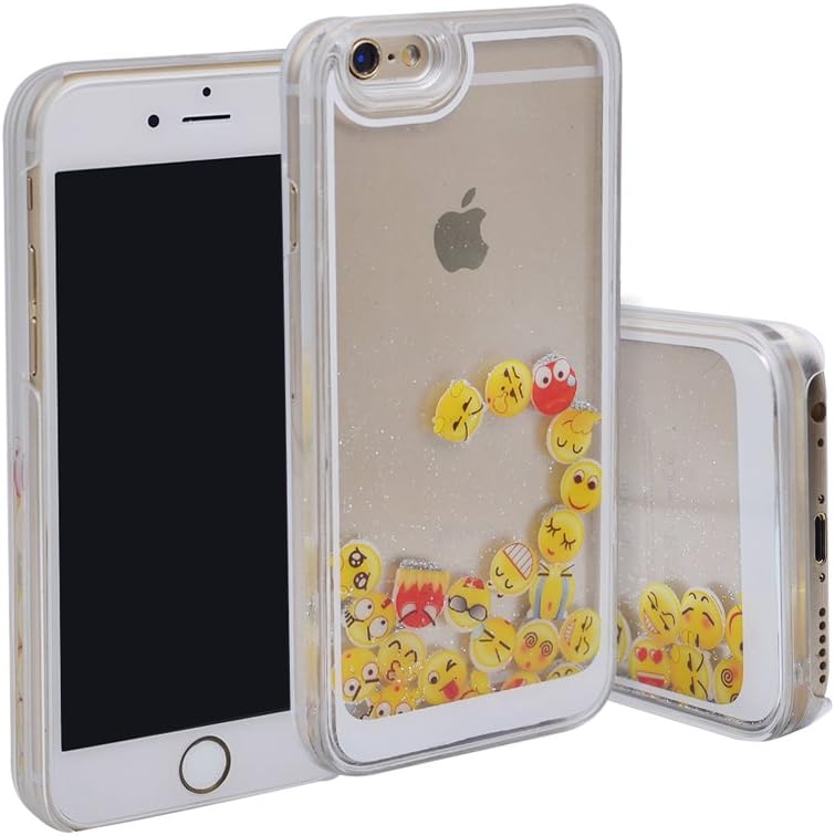 Nasin iPhone 6 Case, iPhone 6s Case, New design 3D Bling Glitter Sparkle Liquid case, Funny Emoji Face Smiley Face back cover For iPhone 6/6s(silver)