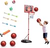 2-in-1 Portable Basketball Hoop for Kids & Adults, Indoor & Outdoor Basketball Goal Set with 3 Mini Balls, Adjustable Height Toy for Boys Girls