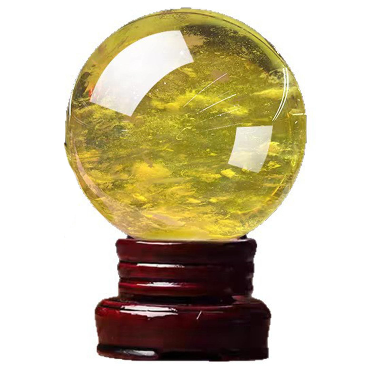 Yellow Citrine Crystal Sphere Ball Crystals Stone with Stand Feng Shui