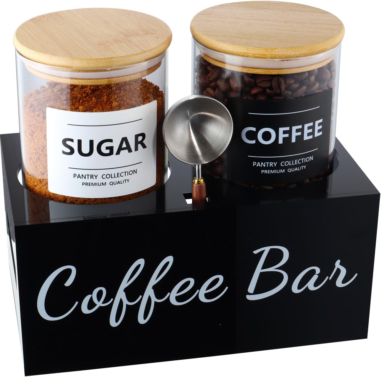 Glass Coffee Containers with Acrylic Shelf, 2Pcs 50Oz Glass