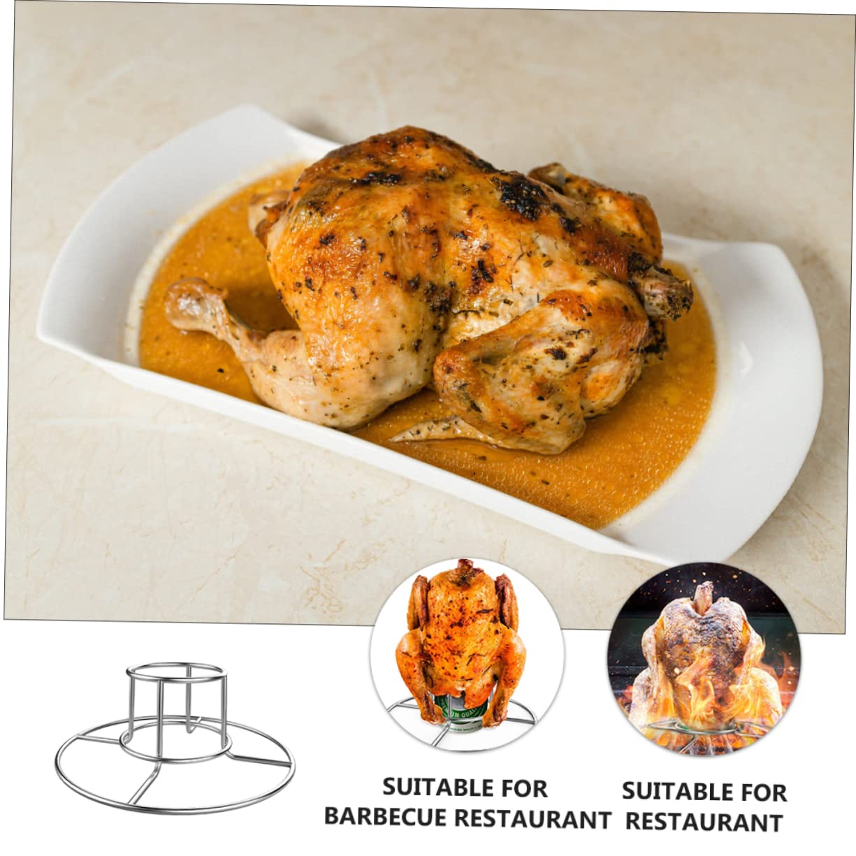 Mobestech 2pezzi Pollo da Esterno Supporto Rotondo in Acciaio Inox Ripiano per Arrostire Pollo Porta Birra Utile Facile da Usare e Trasportare per Barbecue all Aperto