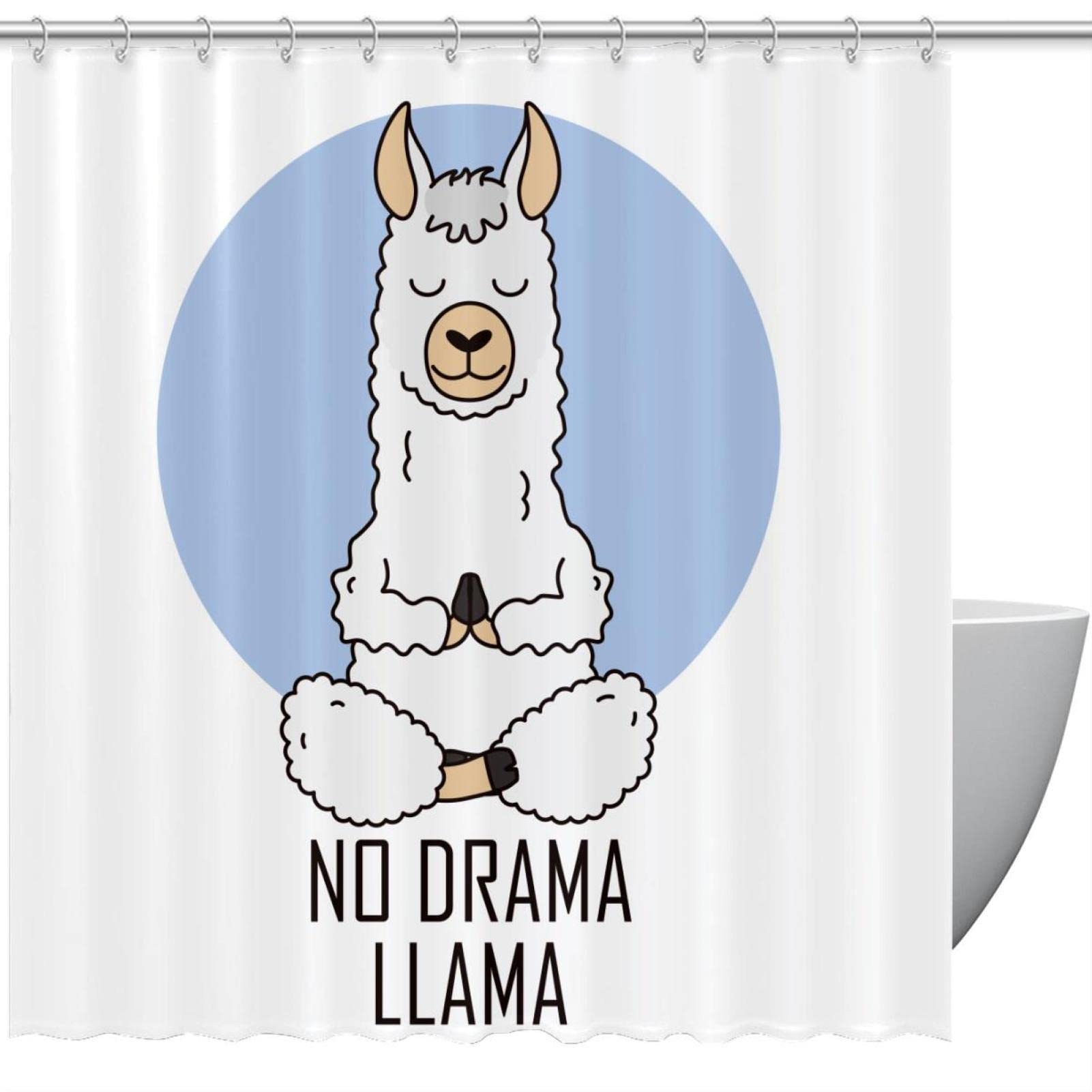 Rideau de douche alpaga animal yoga imperméable avec 12 crochets 168x183 cm