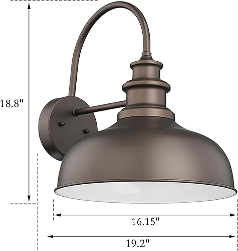 Miniatura 10 de Bestshared Lámpara de granero de cuello de cisne de 14 pulgadas, lámpara de montaje en pared exterior para montaje en pared exterior (2 unidades,