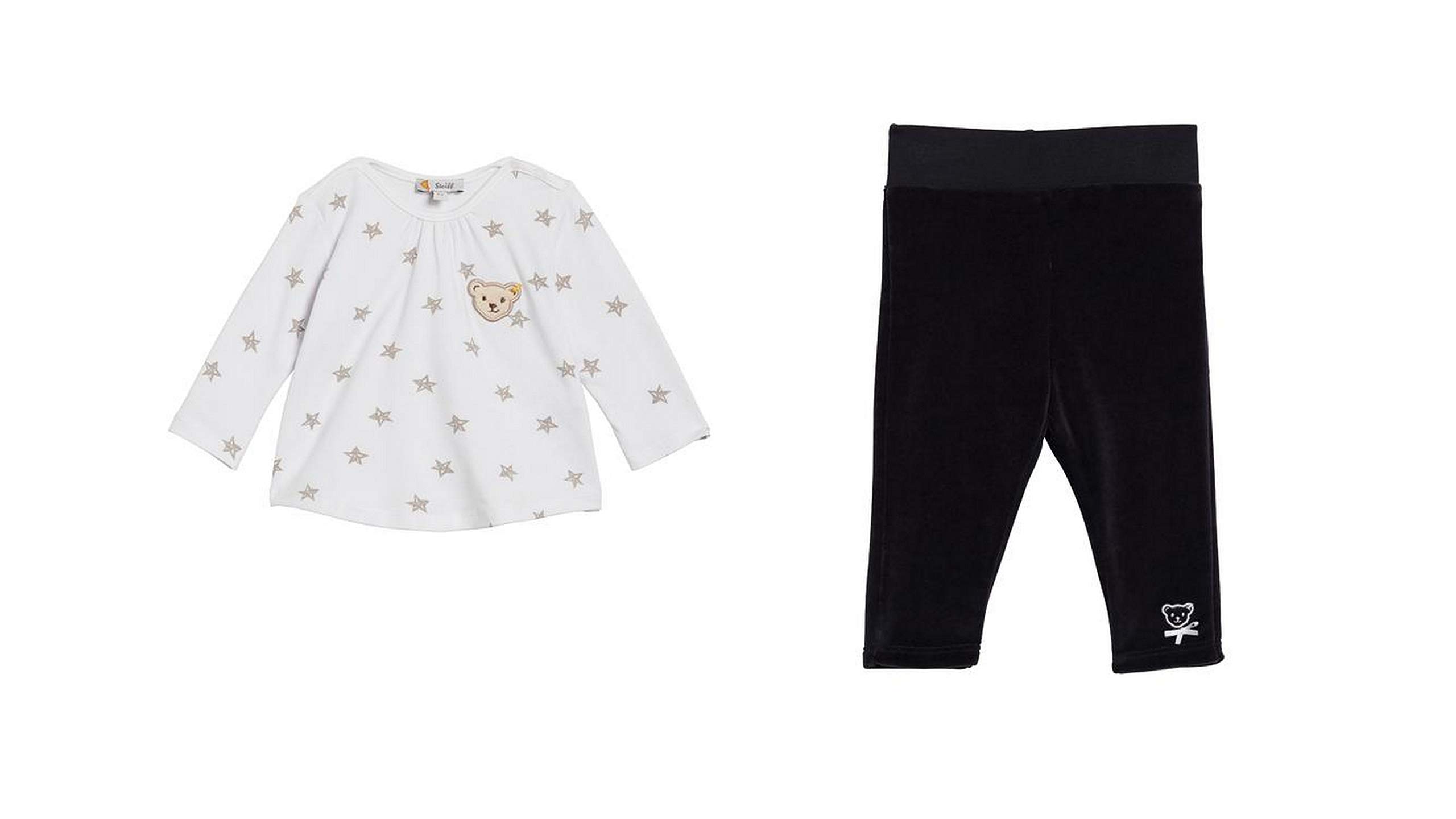 Steiff - Completo per Neonato, Maglia con Stelline, Pantaloni, Confezione Regalo, Colore: Bianco Bianco/Navy 62 cm