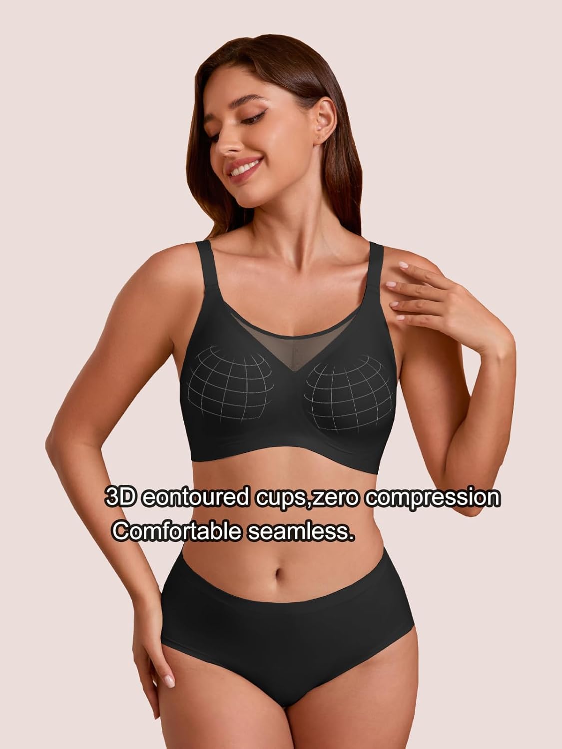 COCOMARTS Jelly Bras for Women No Underwire Push Up V Mesh Seamless Comfort Tshirt Bra Supportive Lift Bralette Everyday Bra - Image 4