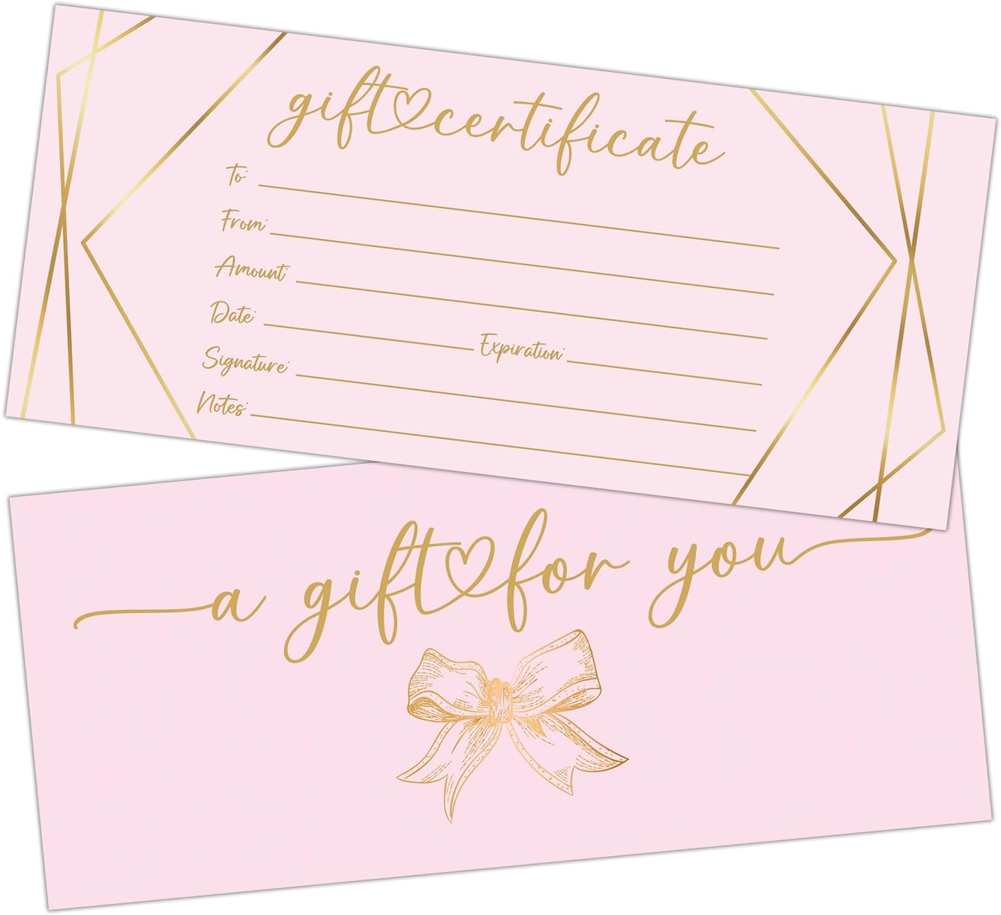 Gift Certificate Cards, 25 Pink Bow Blank Gift Certificates for Business, Vouchers Coupon for Salon Spa Restaurants Client, 3.5×8 inch Custom Present Card-09 Gift Certificate Cards, 25 Pink Bow Blank Gift Certificates for Business, Vouchers Coupon for Salon Spa Restaurants Client, 3.5×8 inch Custom Present Card-09