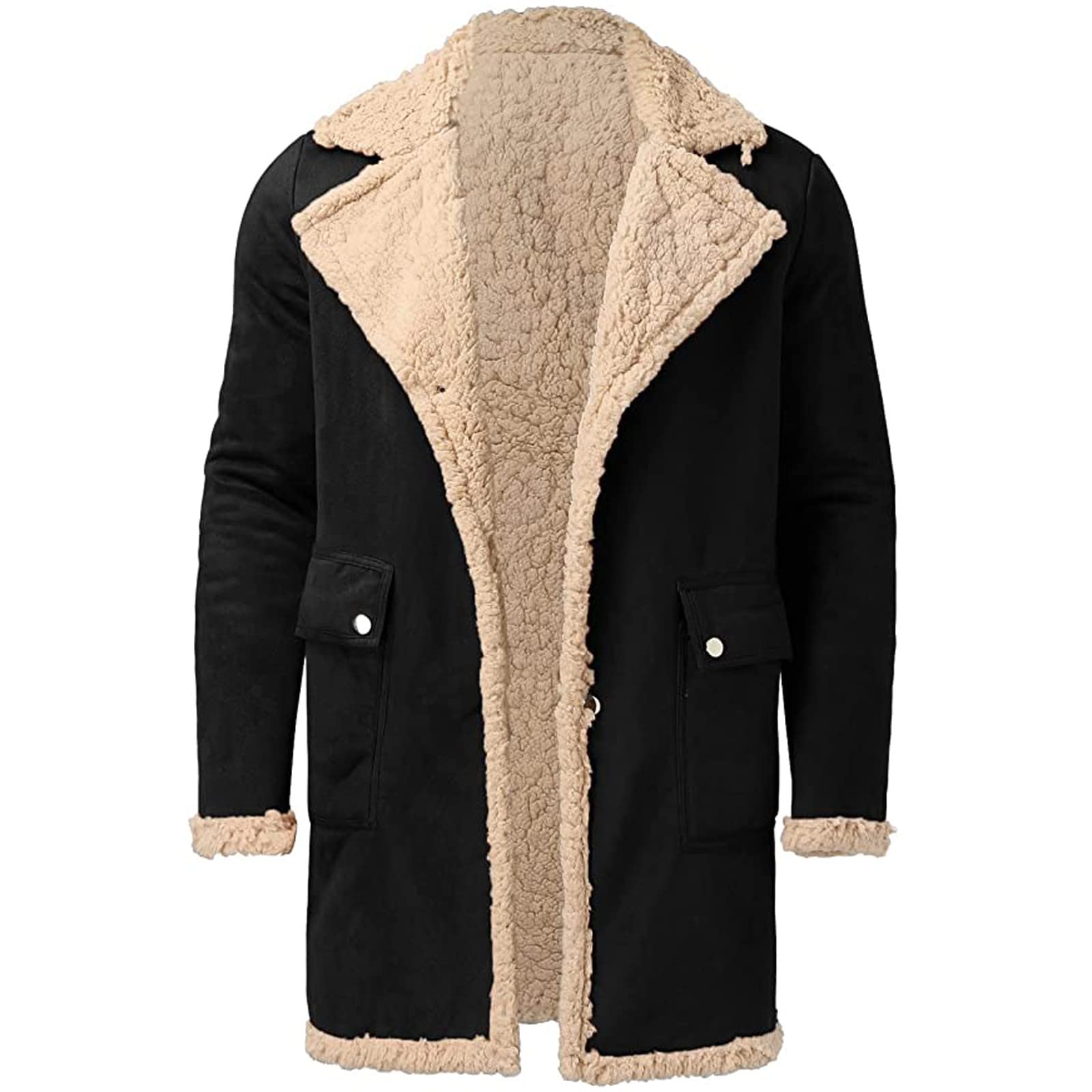 Generisch Winddicht Warm Gefüttert Outdoorjacke Herren Lange Slim Fit Wollmantel Warme Einreiher Wintermantel Business Trenchcoat Übergangsmantel