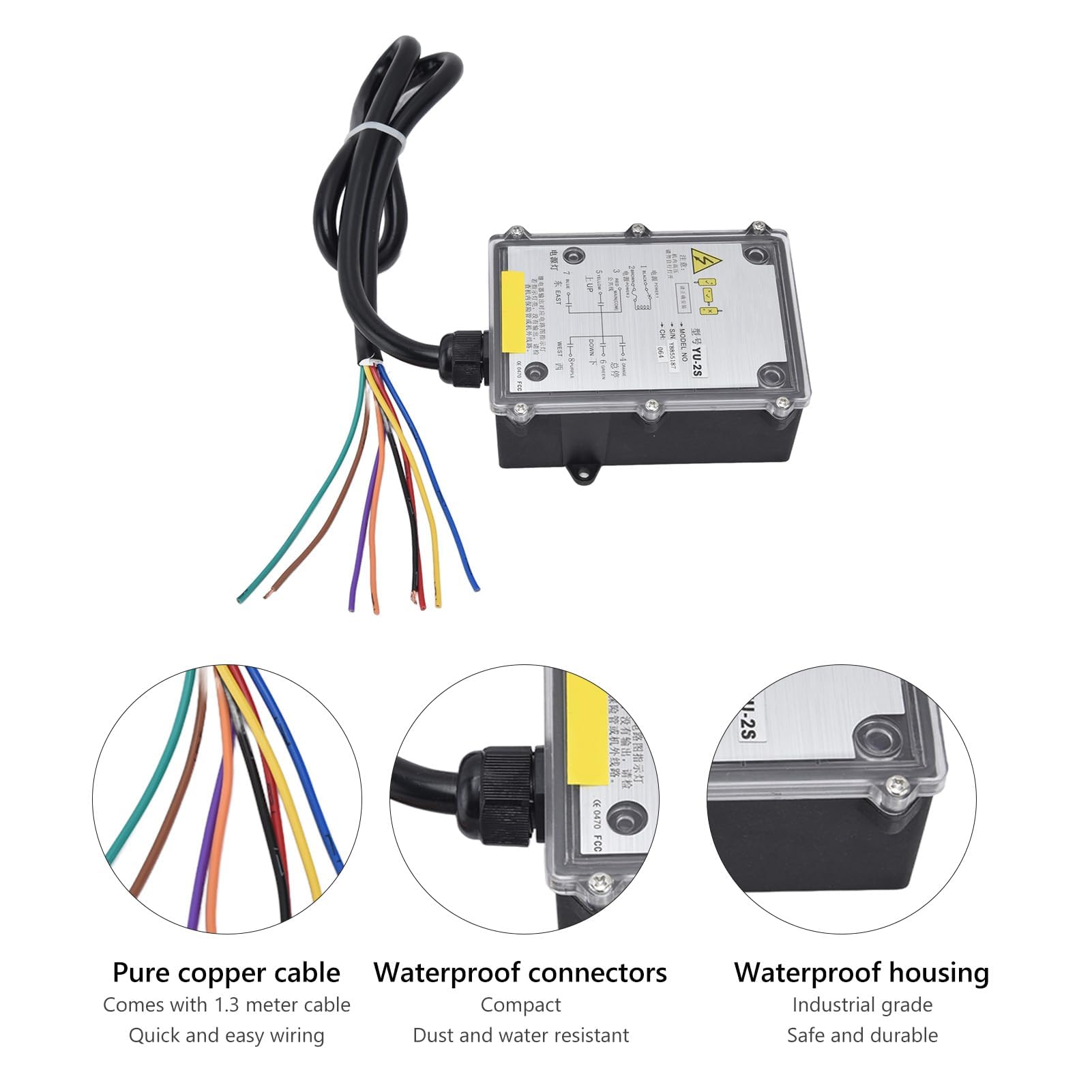 Telecomando Industriale Radio AC 220V Pulsante di Arresto di Avvio 2 Chiave di Sollevamento Wireless Guscio 800MHz IP68 Telecomando Industriale Distanza di Controllo 100 Metri