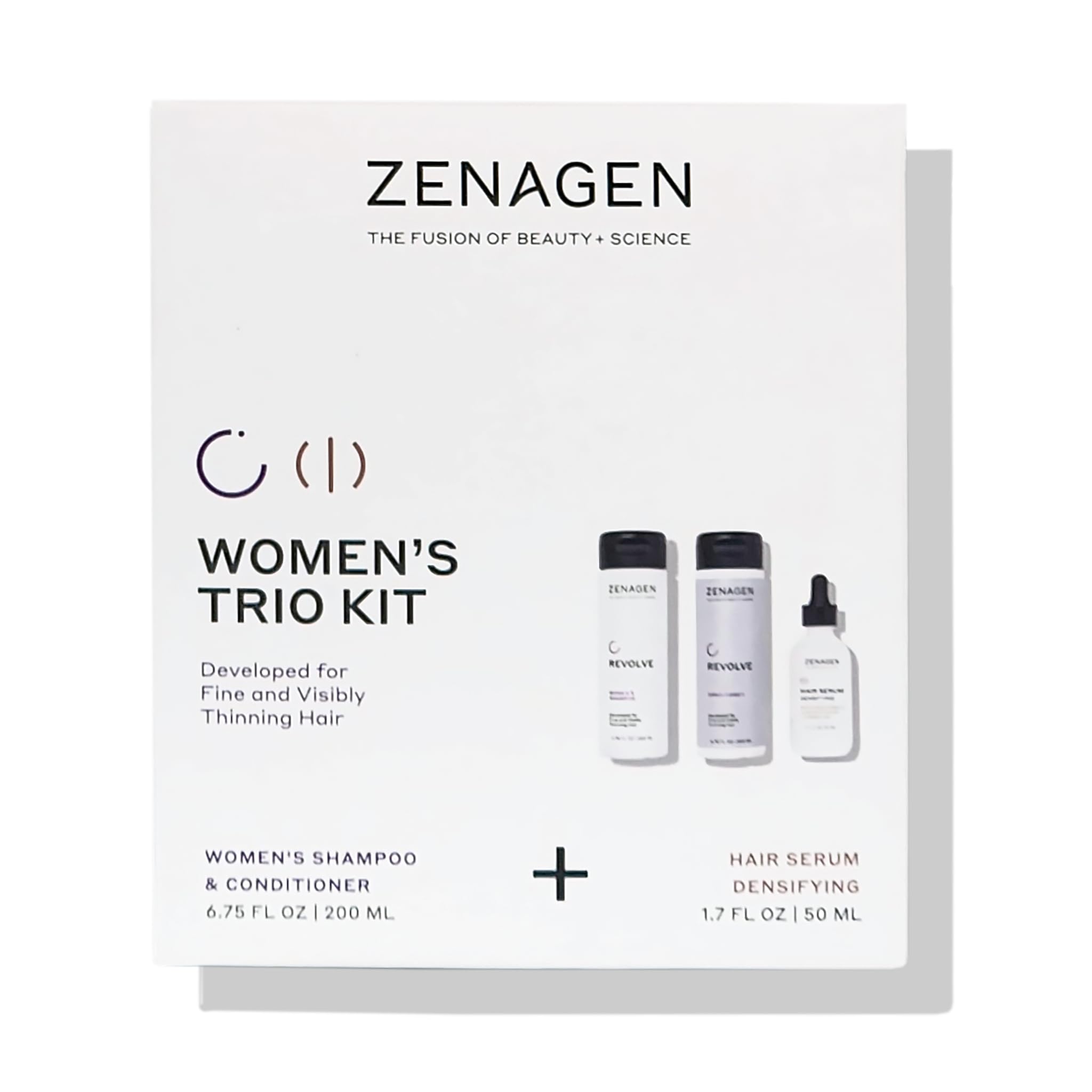 ZENAGEN Revolve Women's Trio Kit | Shampoo + Conditioner + Densifying for Fine & Visibly Thinning Hair, Supports Hair Strength & Growth, 1 ea