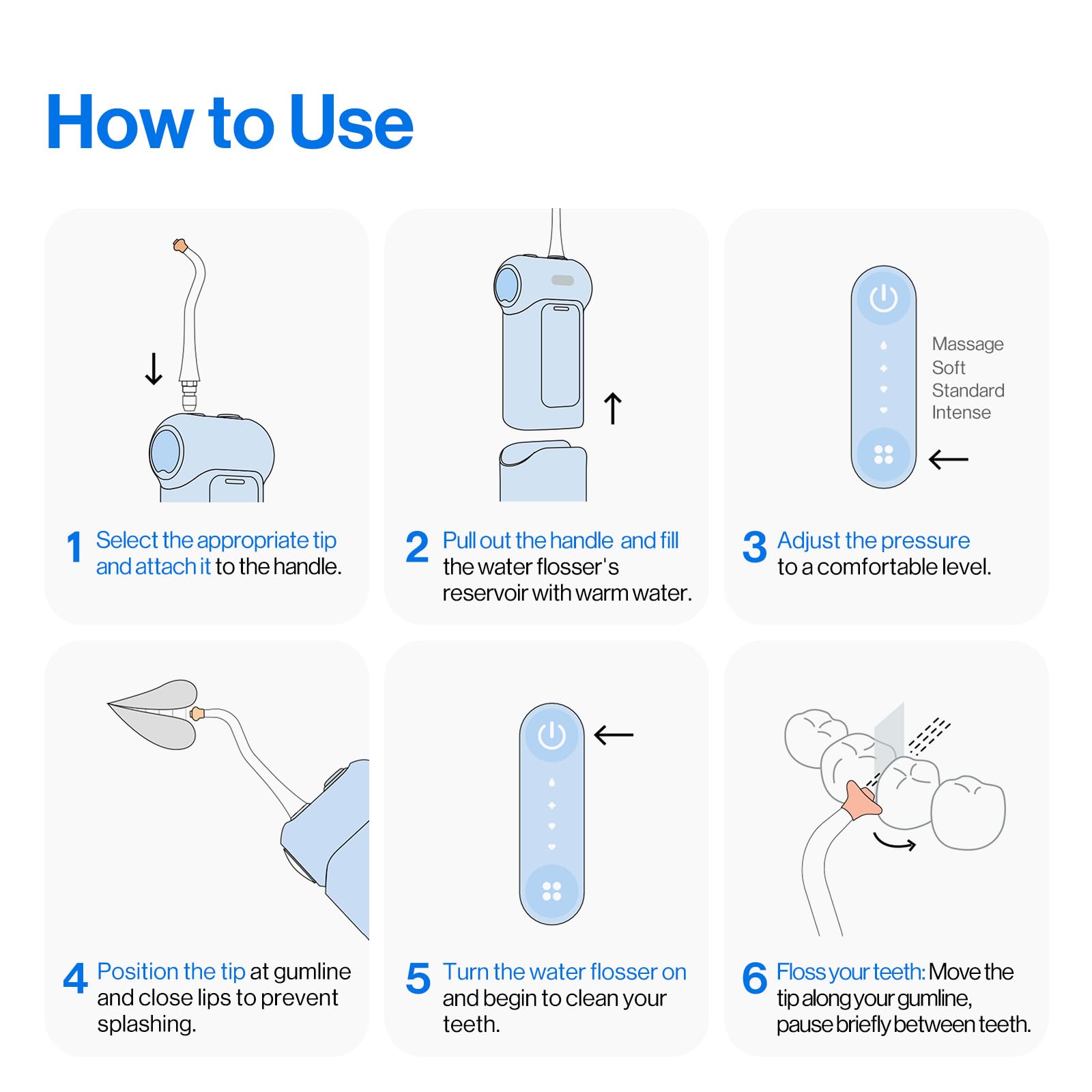 usmile Irrigador dental portátil C10, apto para viajes, batería de 95 días, 4 modos, boquilla de 360°, tanque de 180 ml, impermeable IPX7, recomendado por dentistas para aparatos ortopédicos
