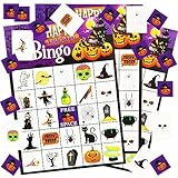 Bingo de Halloween, Tarjetas de Bingo para Fiestas de Halloween, Tarjetas de 24 Jugadores, Juegos para el Aula Escolar, para Fiestas, Artículos para Fiestas Infantiles de Cumpleaños, Hogar