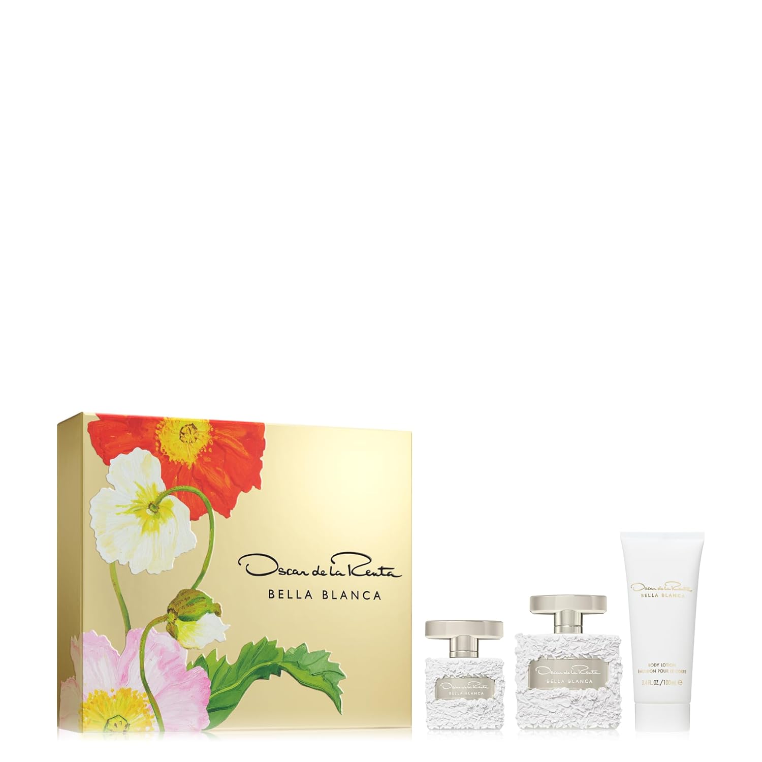 Oscar de la Renta Bella Blanca Eau de Parfum 3 Piece Gift Set for Women – Perfume Spray 3.4 Fl. Oz, & 1.0 Fl. Oz., and Body Lotion 3.4 Fl. Oz.