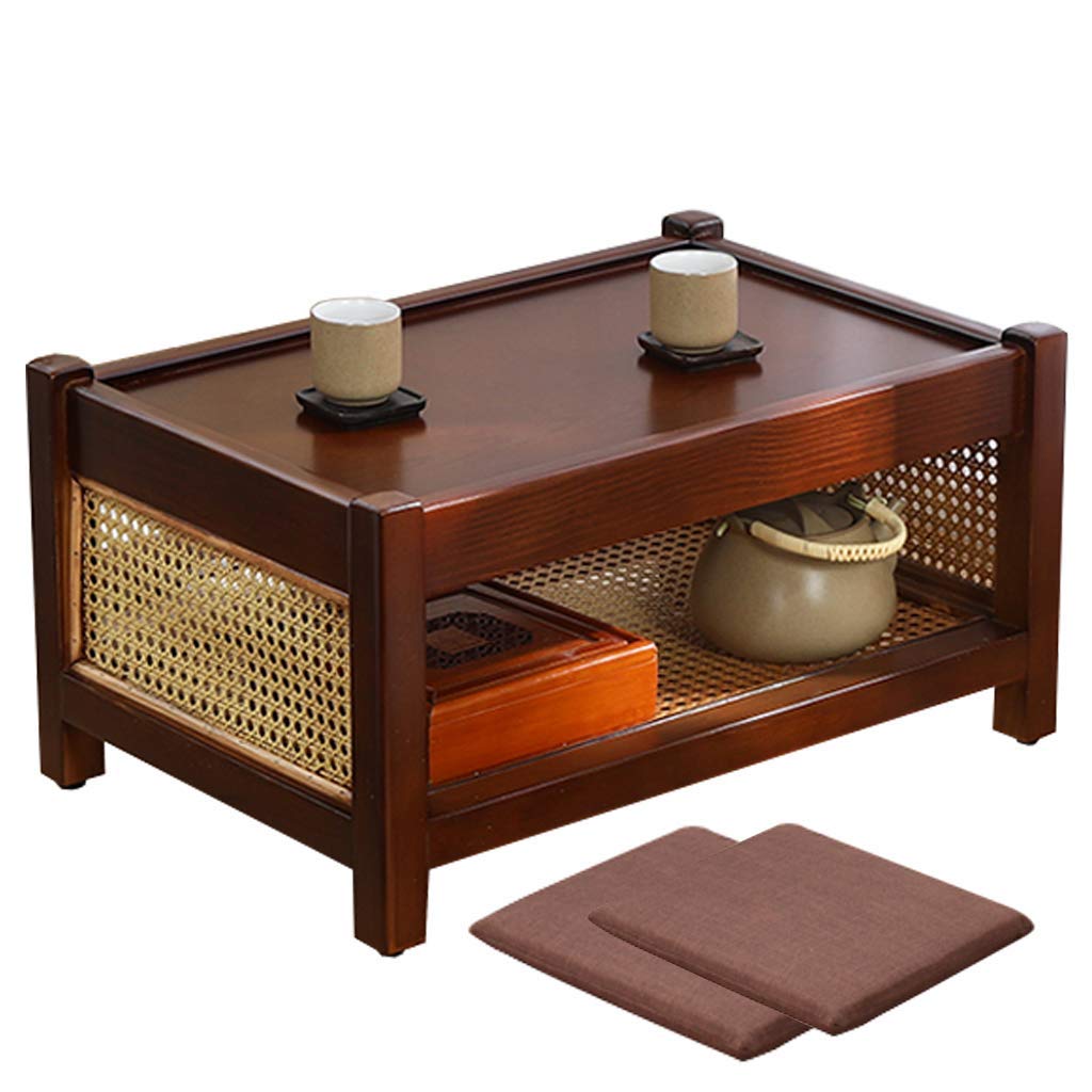 Table basse bois massif tung marron au design chic et épuré