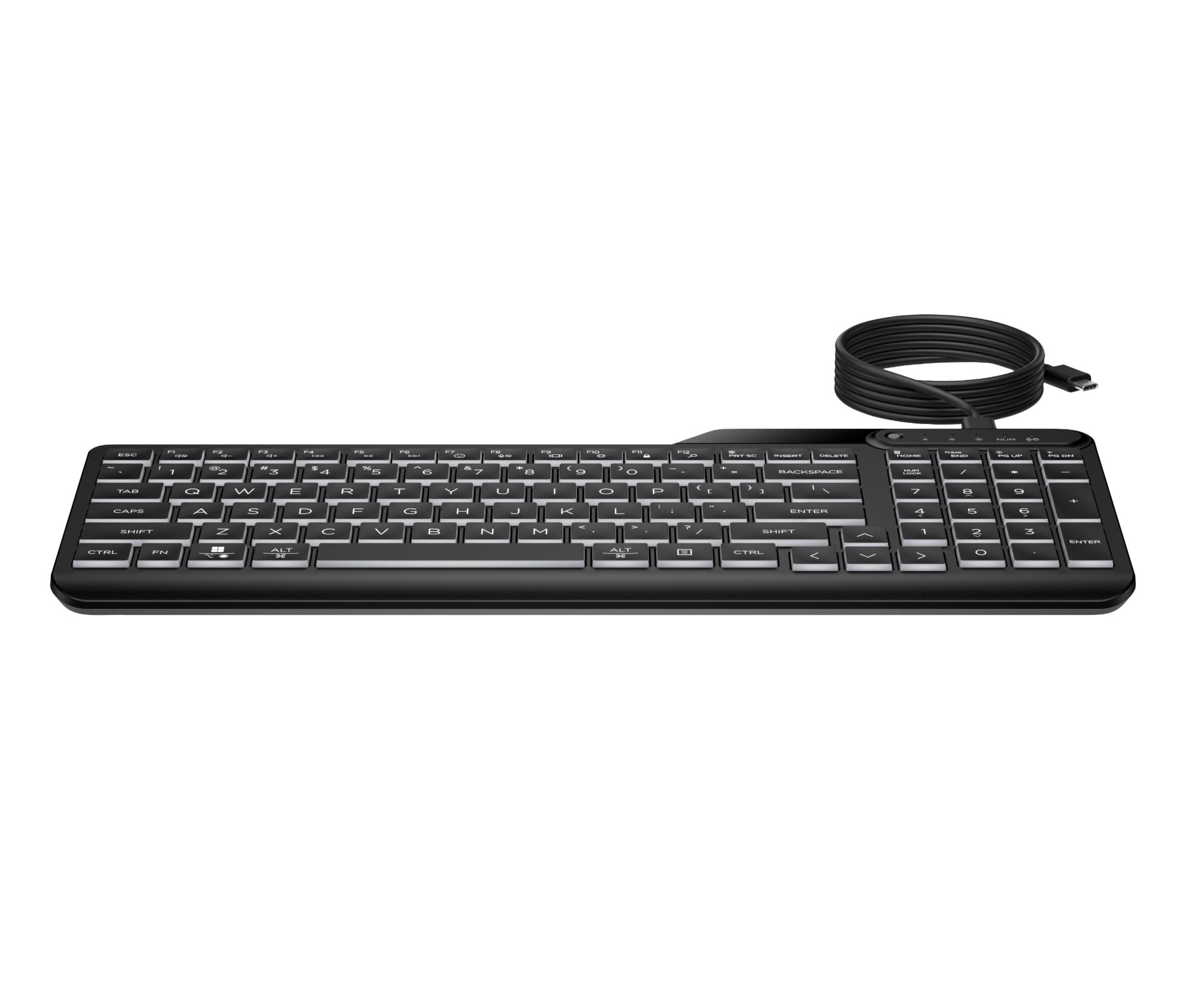 HP 400 Tastiera Cablata, Connessione tramite USB-C e con Adattatore USB-A, Qwerty, 12 Tasti Programmabili, Retroilluminazione, Compatibile con Windows 10 e 11, Chrome OS, MacOS, Nera