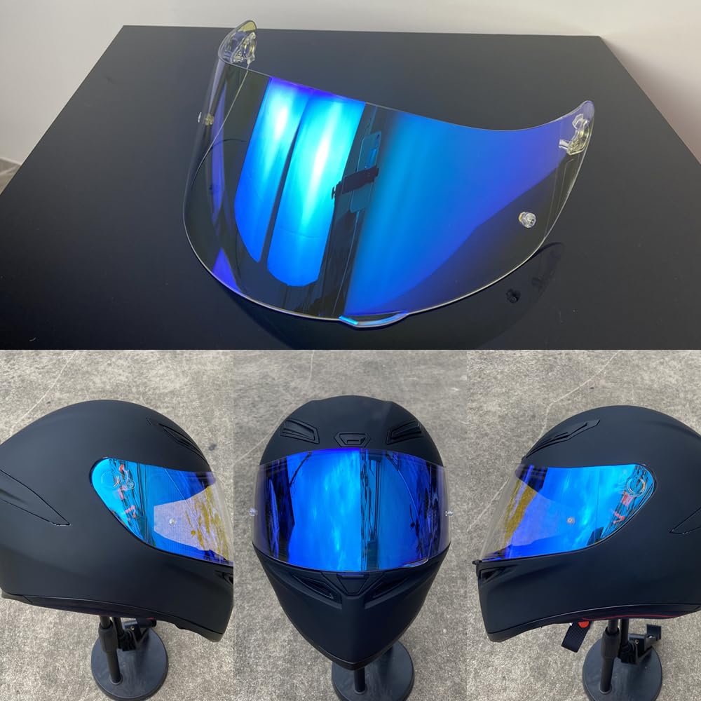 agv k1 black with blue visor Helmet Visor, Face Shield Base for K1 K1S K3SV K5 K5S Helmet Shield Visor Windshield(Ice Blue-Day Use Only,One Size) : Automotive The aerodynamic shape of its shell made of high Agv K1 Glossy Black Agv