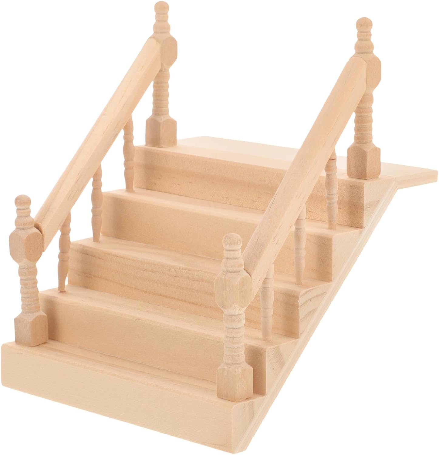 Kisangel Miniature Wooden Staircase, 1:12 Scale Dollhouse Furniture