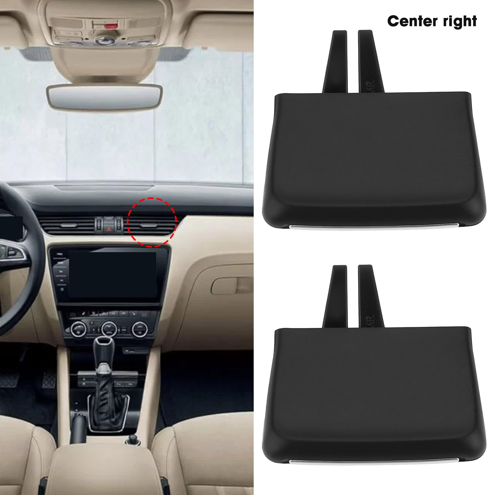 ECSiNG 2 Stück Auto Front AC Vent Slider 5ED819701 5ED819702 kompatibel mit Skoda Octavia 2014–2019, Mitte rechts