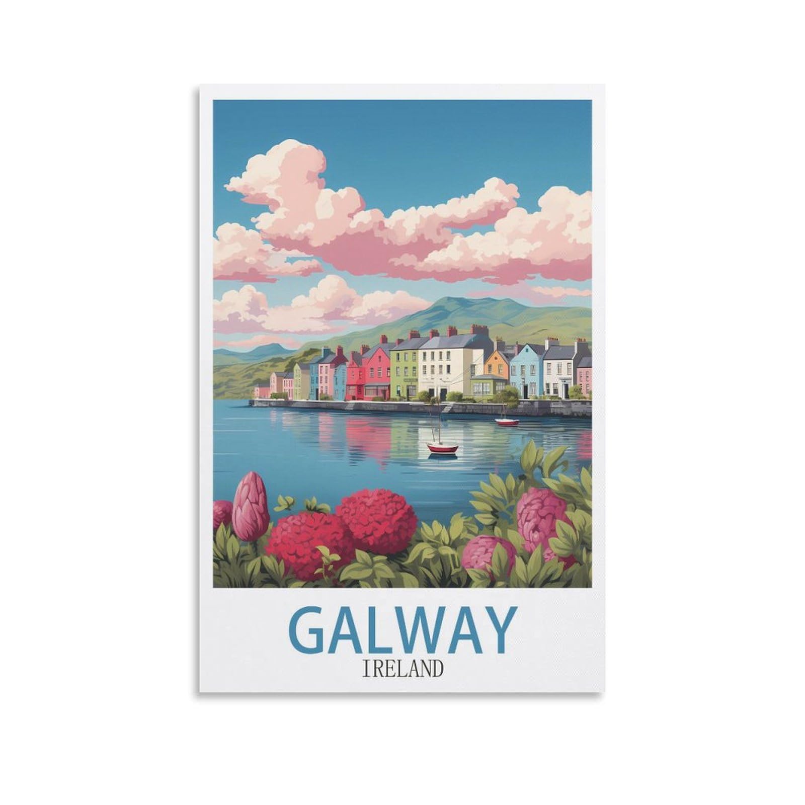 ZBBGGOZ Galway Ireland Vintage Travel Poster 08x12inch(20x30cm) Canvas Wall Posters And Art Picture Print Modern Family Bedroom Decor