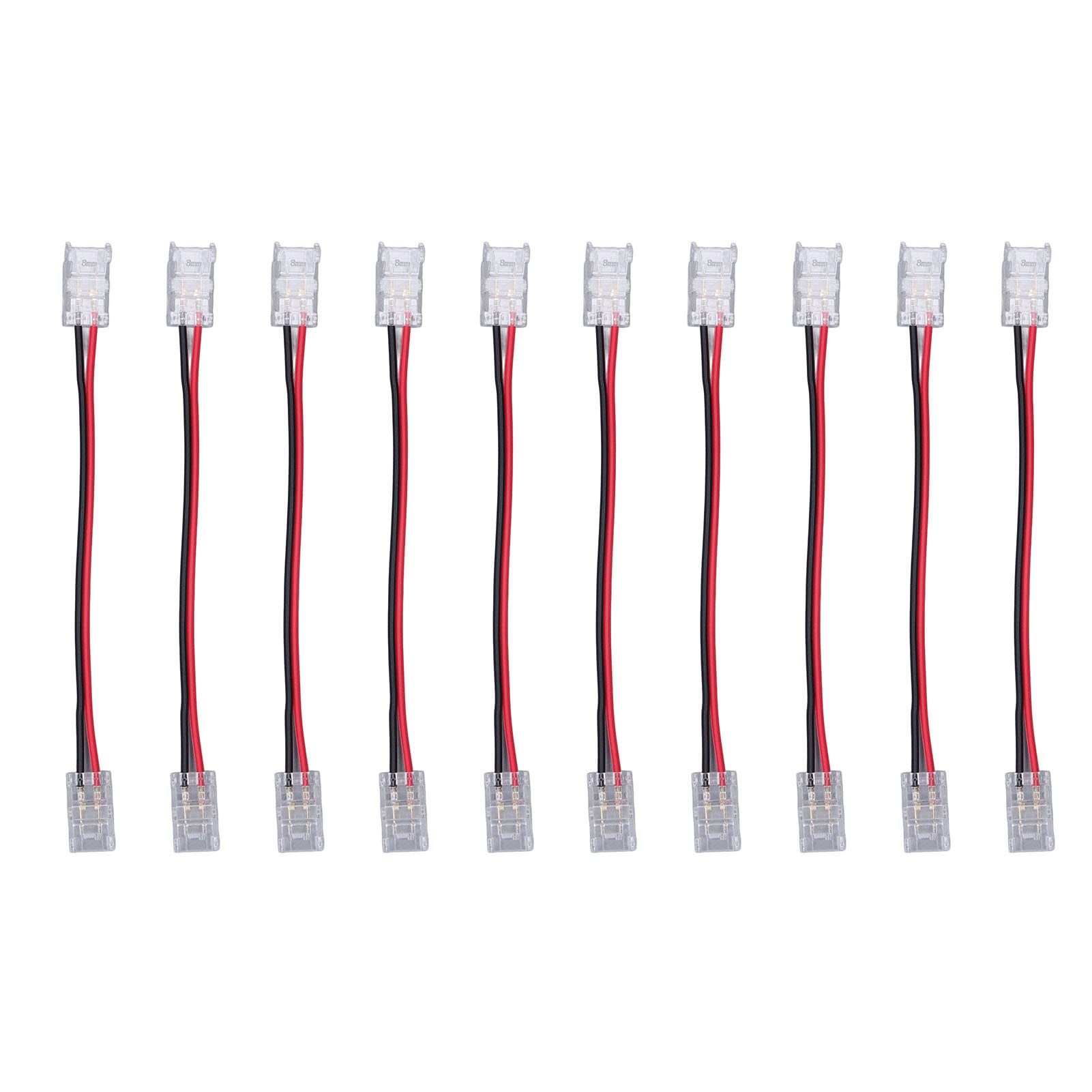 Tomotato 10Pcs 8mm 2 Pin COB LED Strip Connectors, Double Head Light Strip Connectors Compatible with 5V 12V 24V LED Strip Light