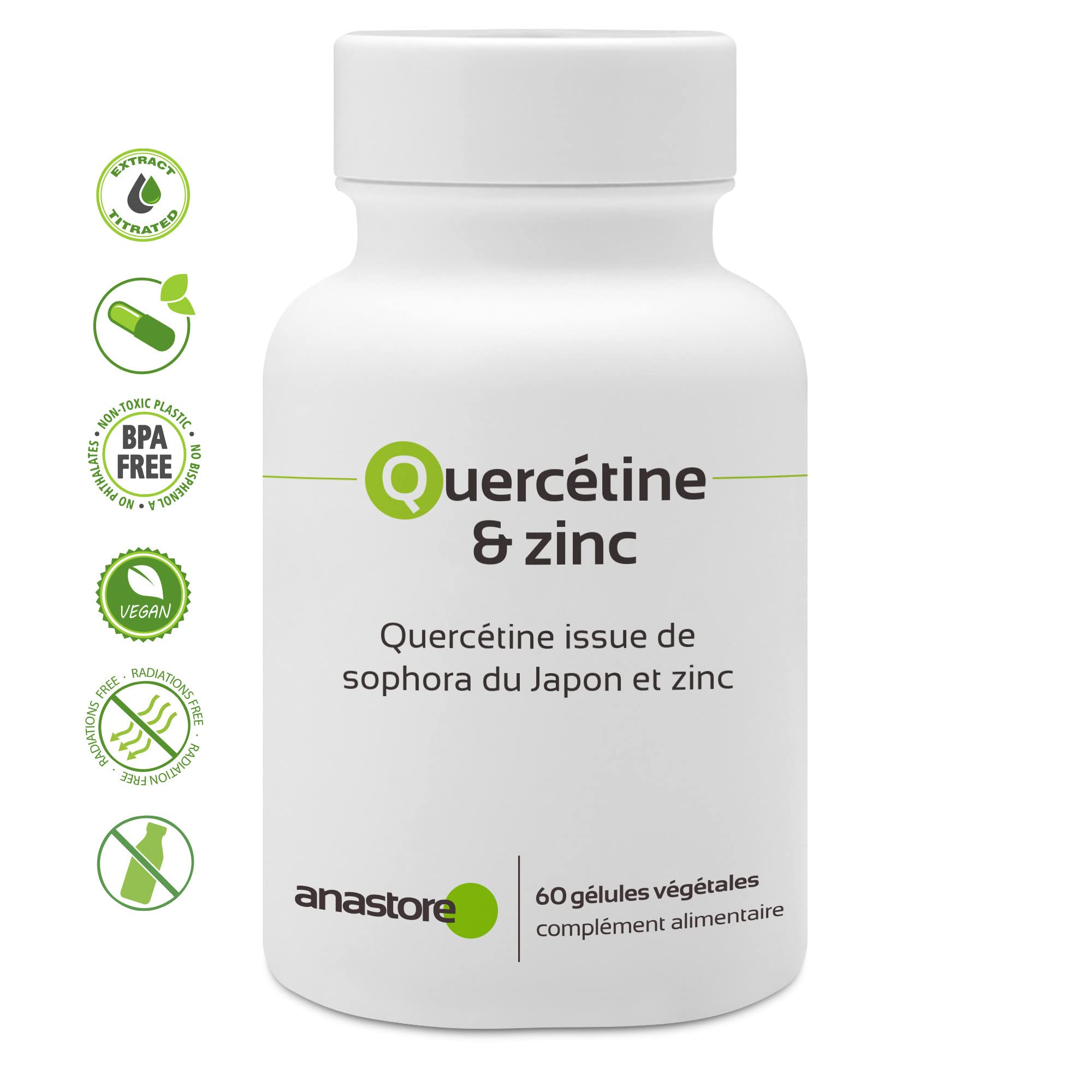 Quercétine et zinc * 100 mg / 60 gélules * Quercétine d'origine naturelle de la plante Sophora du Japon