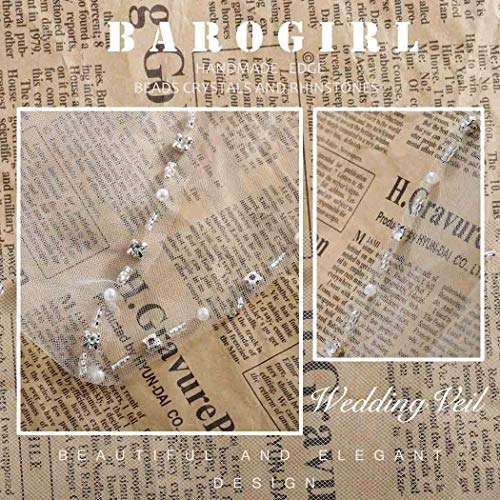 Zoestar Hochzeitsschleier weiß mit Kristallen 1 Ebene Perlenkante Brautschleier Fingerspitze Länge mit Kamm für Bräute (Elfenbein) - Image 7