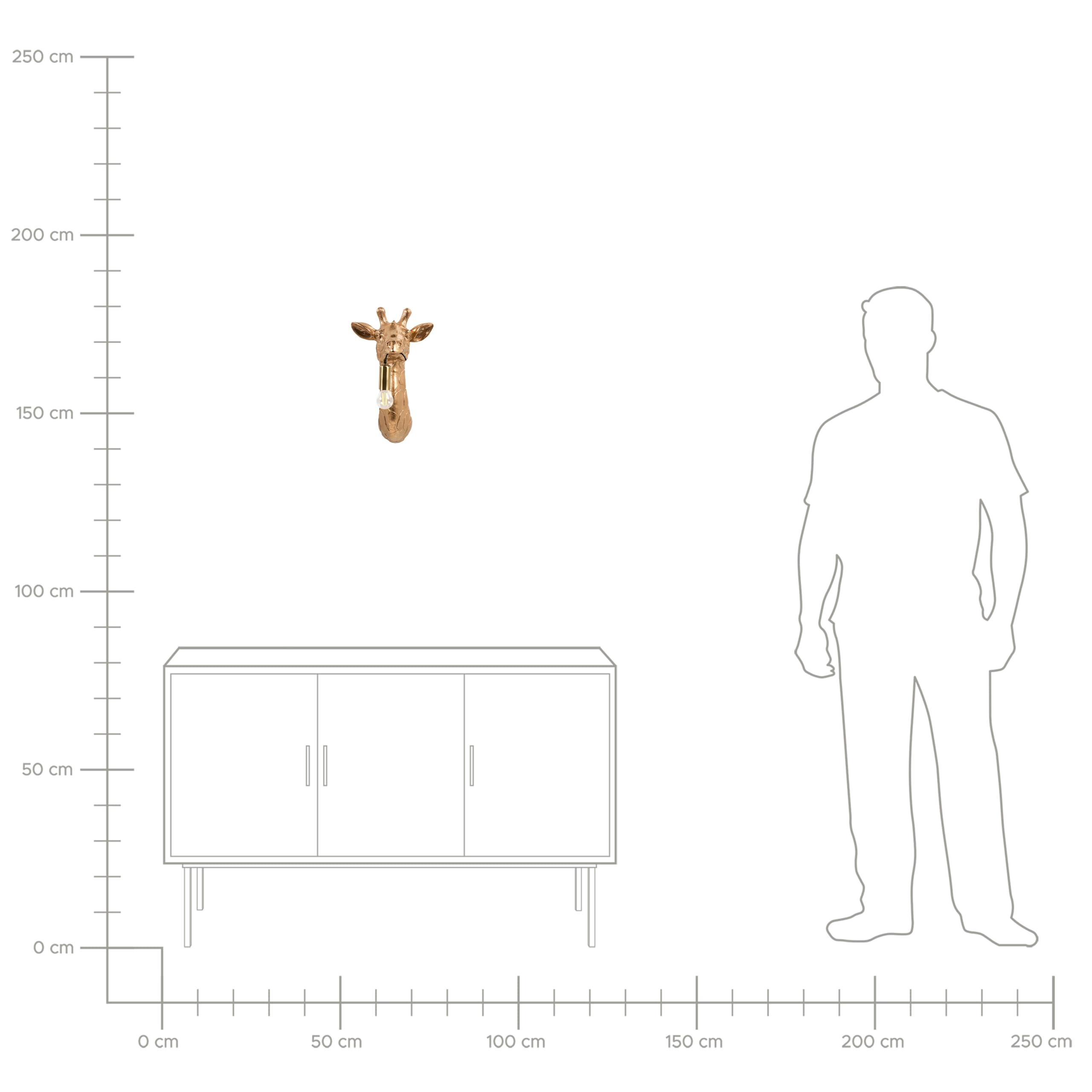 Beliani Wandleuchte Kunstharz gold Glühbirnen-Optik 1-flammig Tiermotiv Giraffe Merlin