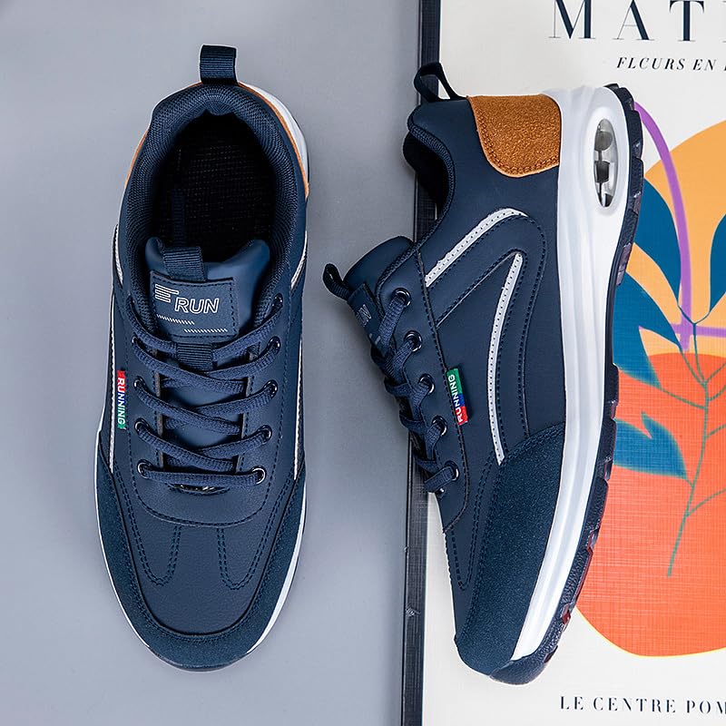 Running Athletic Sneakers, Air Cushion Sports Shoes, Lightweight Breathable Training Shoes for Men, White Navy Black4