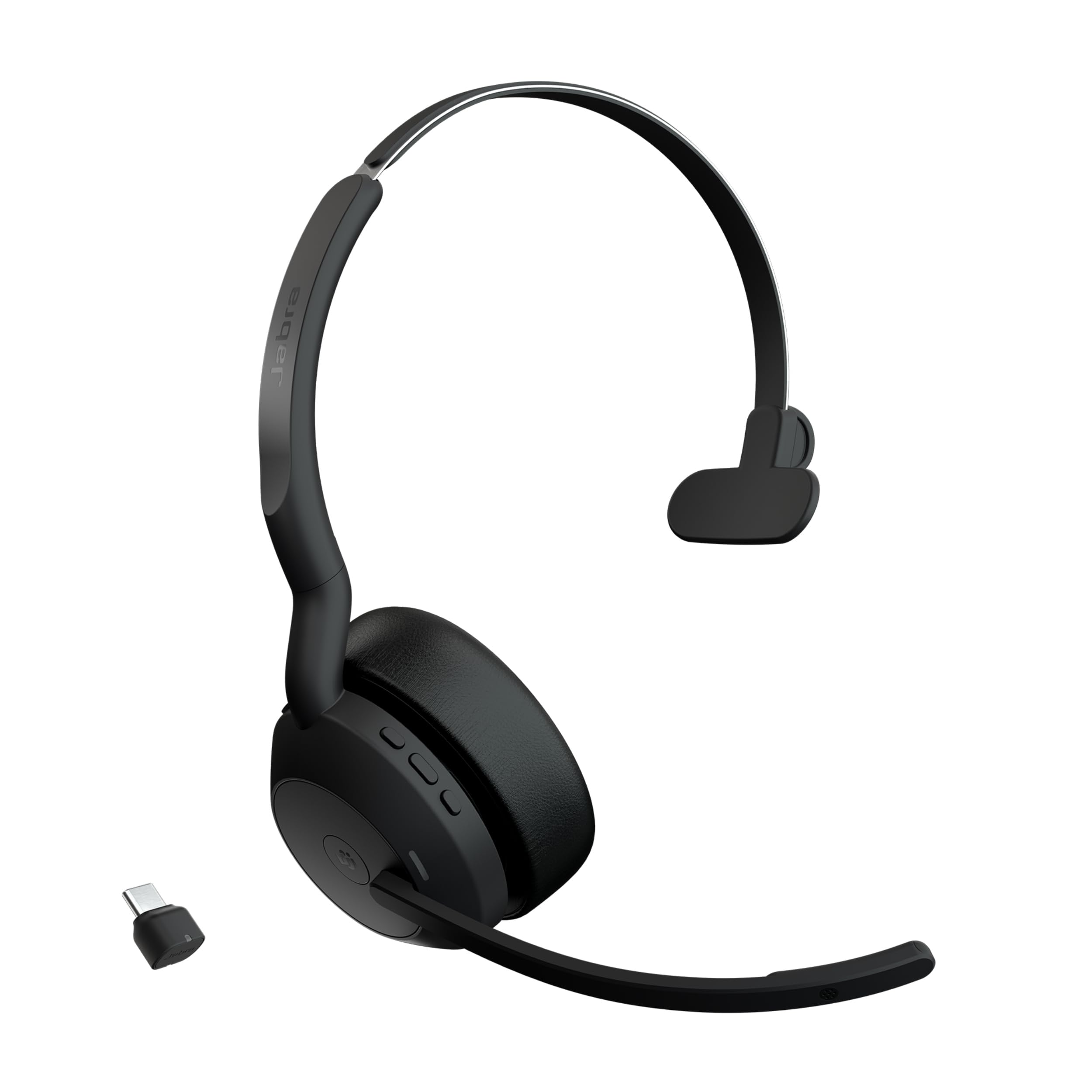 Jabra Evolve2 55 Micro-casque sans fil mono avec technologie Jabra Air Comfort, micros à réduction de bruit et ANC. Certifié MS Teams, fonctionne avec toutes les plateformes - Noir