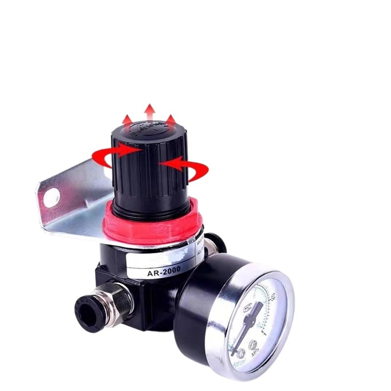 Mini compresor de control de presión de aire neumático G1/4'', regulador de presión, válvula de tratamiento con manómetro, conexión de 4 mm a 16 mm(AR2000)