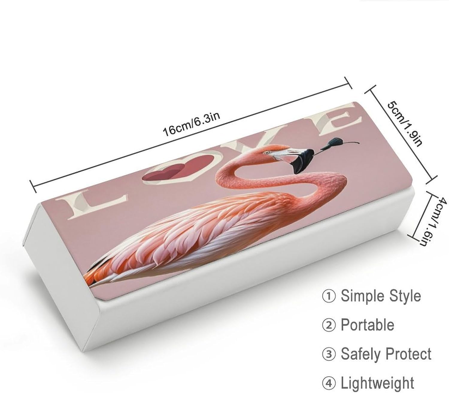 Love Flamingo Glasses Case Eyeglasses Case with Cleaning Cloth Premium Leather Spectacle Cases - Thoughtful Gift for Friends & Loved Ones image 2