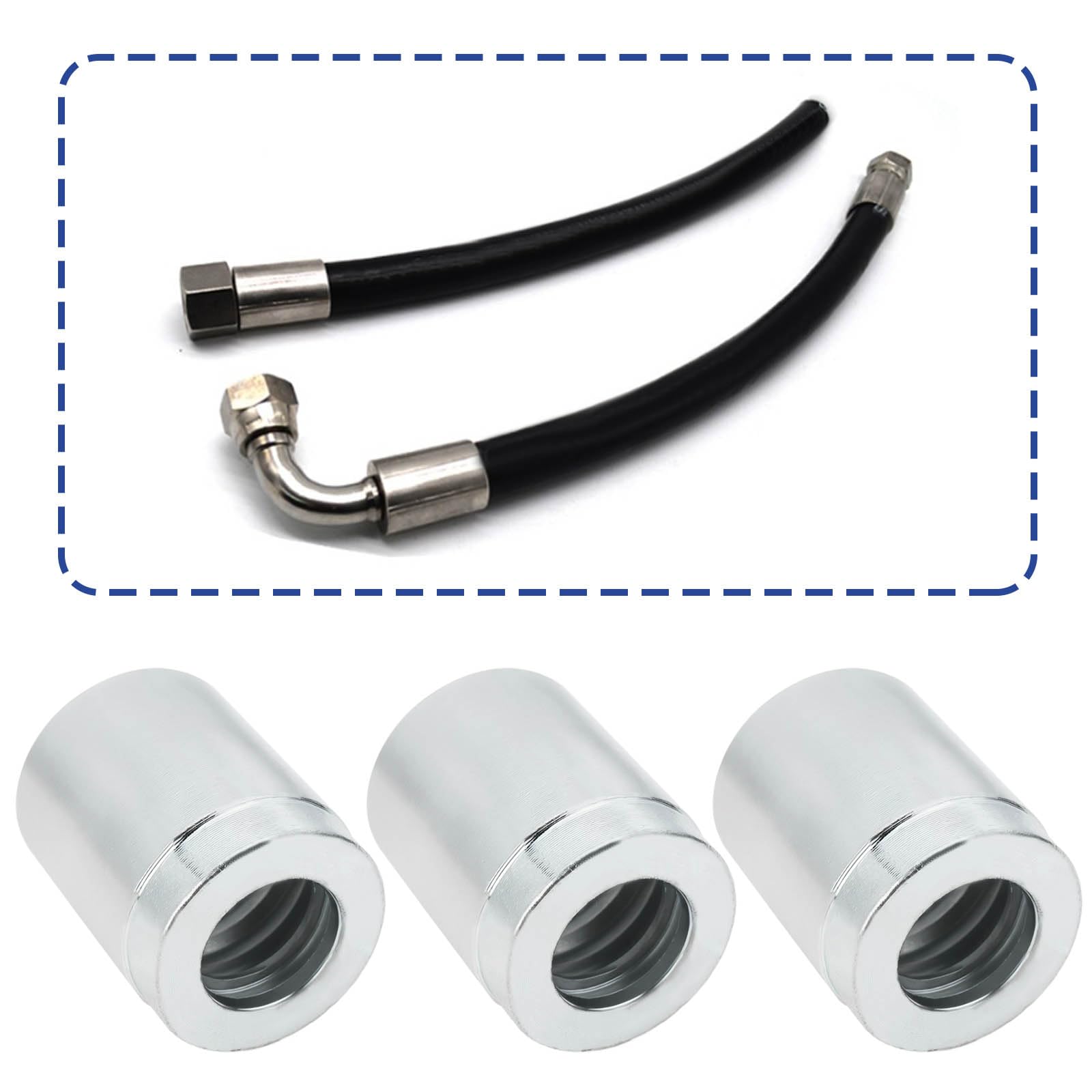 eMagTech Pack of 10 Hydraulic Swage Ferrules Non-Skive Hydraulic Swage Ferrules Hose Hydraulic Ferrules Suitable for SAE R1AT/R2AT Hoses - Image 2