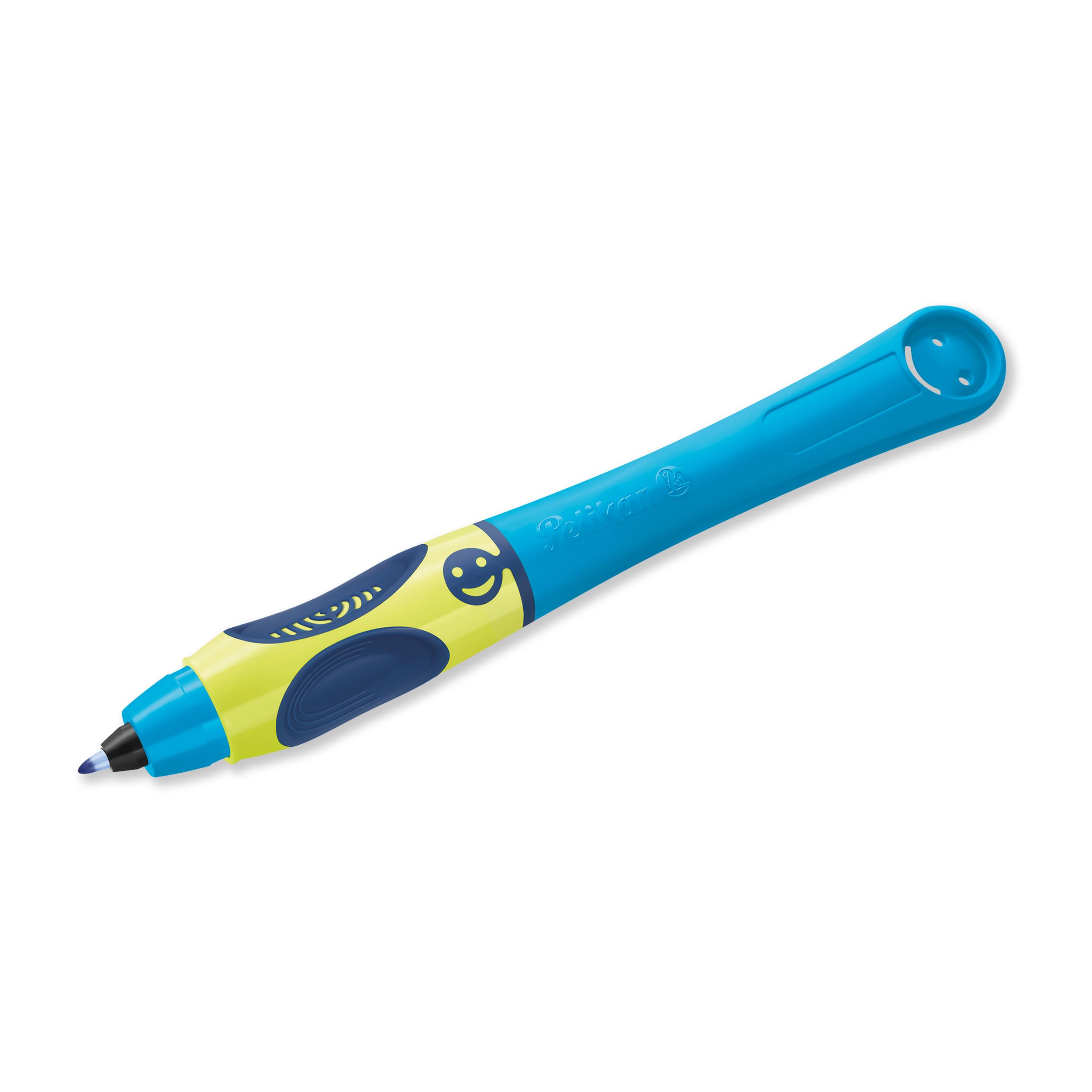 Pelikan Griffix Right-Handed Ink Pen, Ergonomic Rollerball for Children, Refillable Blue Ink, Neon Fresh Blue