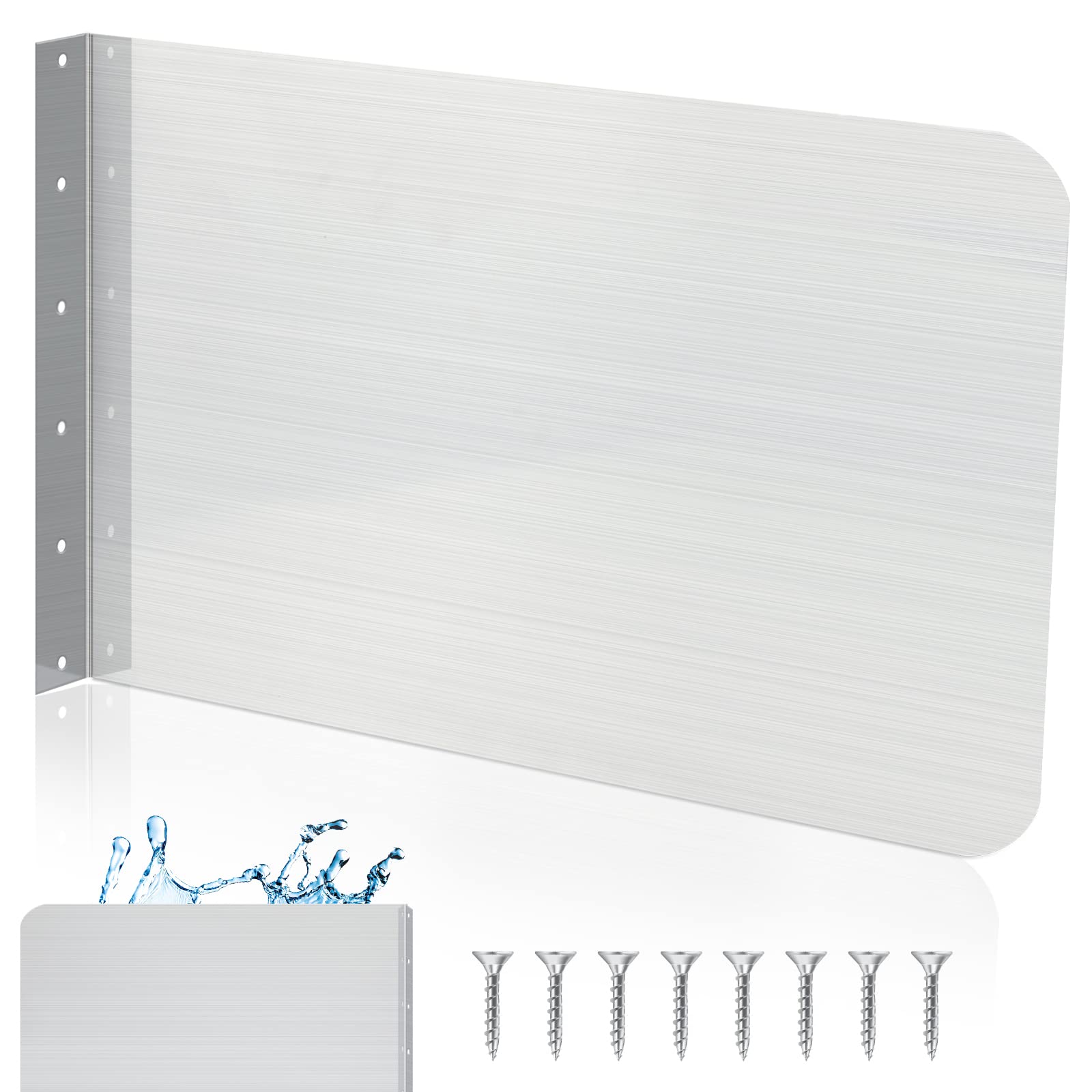 Photo 1 of **NO HARDWARE** Stainless Steel Side Splash Guard Stainless Steel Wall Mount Splash Guard with Screws Splash Guard for Sink Bathroom Sink Side Splash Sink Splash Protector for Kitchen Restaurant Supply (26 x 12 Inch)