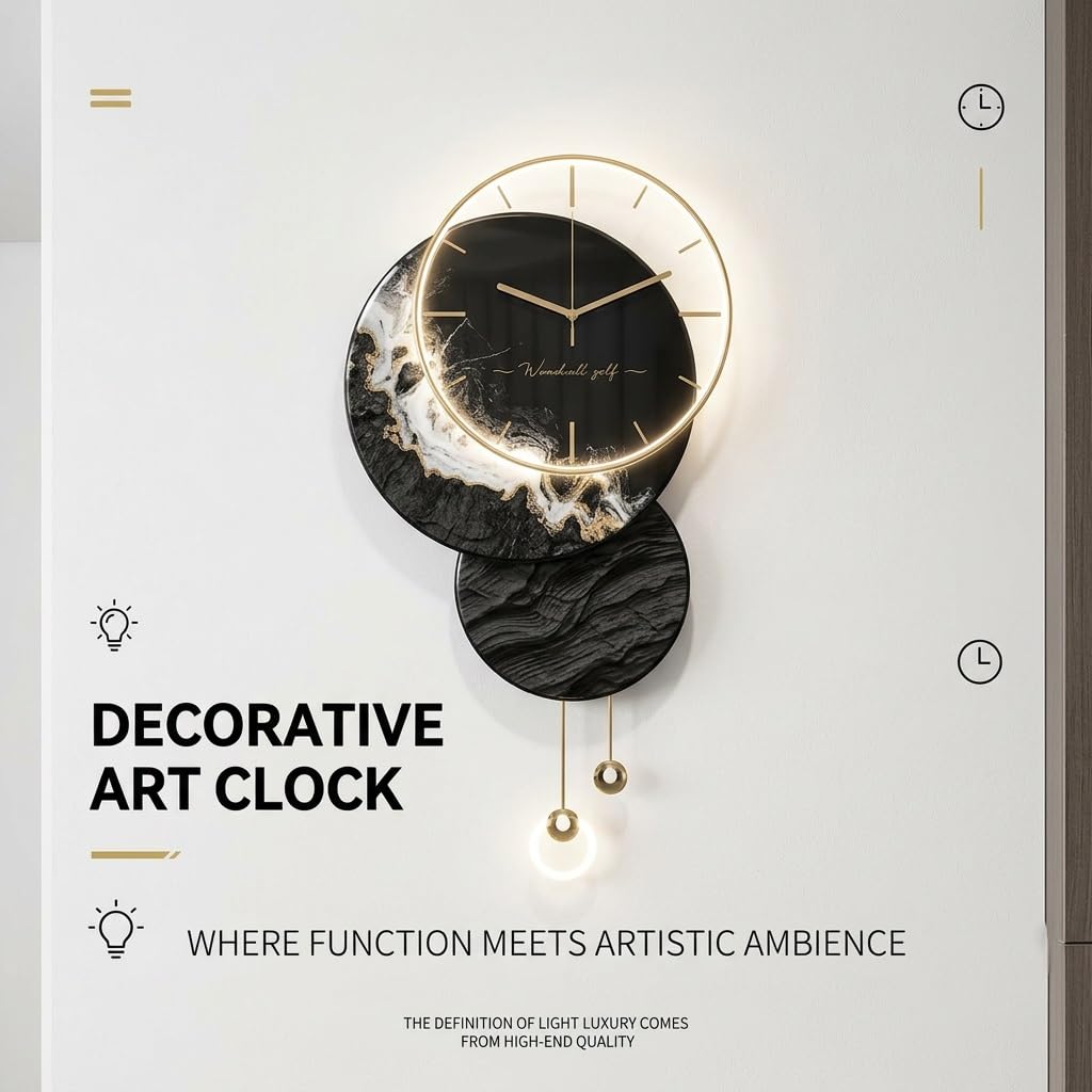 Orologio da Parete LED Moderno, Decorazione Parete 3D Geometrico Porcellana di Cristallo, Grande Orologio Silenzioso in Metallo per Soggiorno Camera da Letto Ufficio