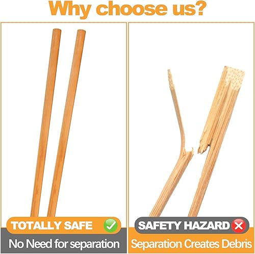 Miniatura 2 de Jucoan Juego de 100 pares de palillos de bambú reutilizables, palillos de bambú naturales saludables de 9.5 pulgadas de largo, palillos de madera