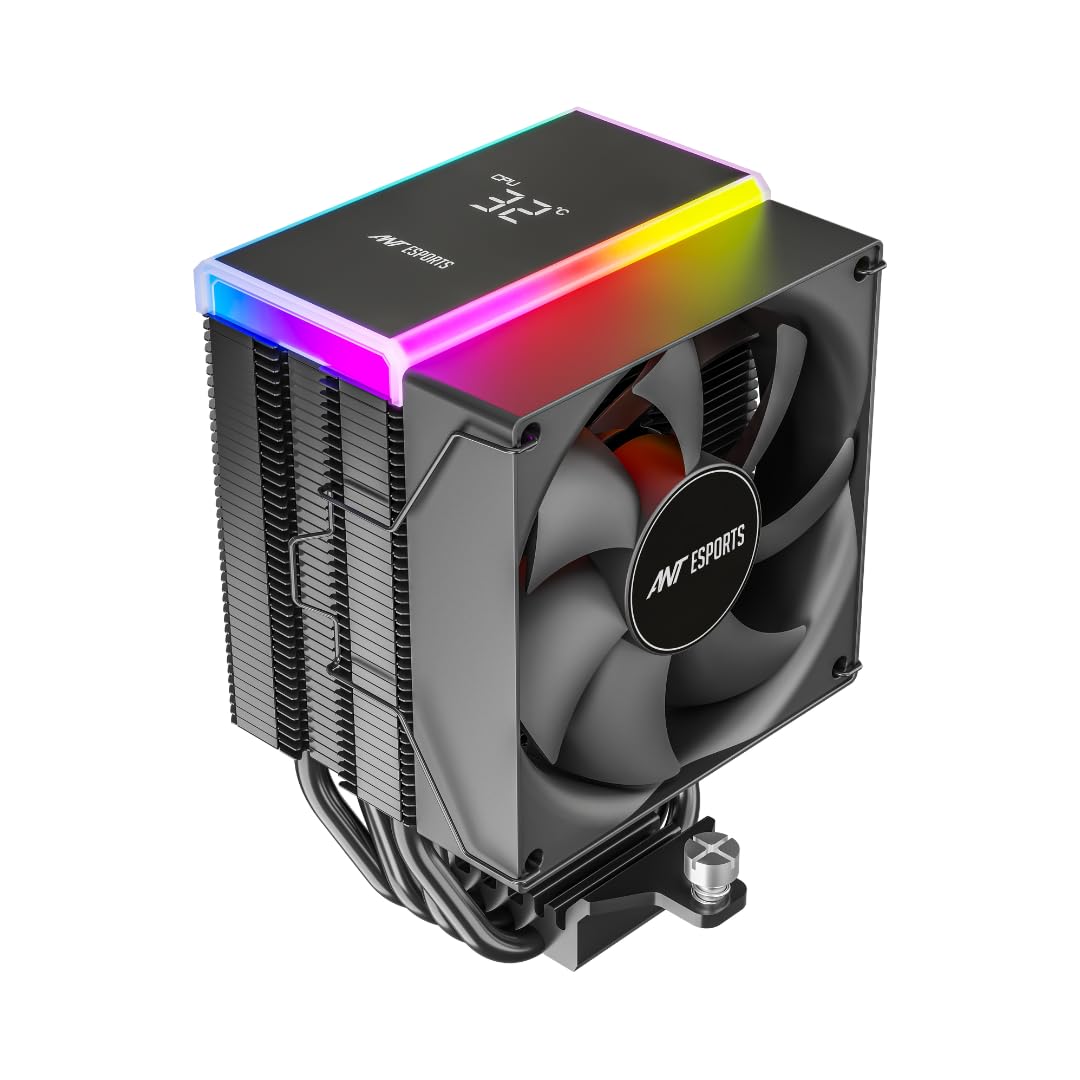 Ant Esports V4 Digital CPU Air Cooler CPU Fan with LED Temperature Display & ARGB|90mm FAN| Support Intel - LGA1851 / 1700/1200 AMD - AM5 / AM4